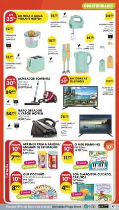 Pré-visualização Pingo Doce folheto válido de 15/09/2026 | Página: 51 | Produtos: Tv led, Aspirador, Torradeira, Batedeira elétrica