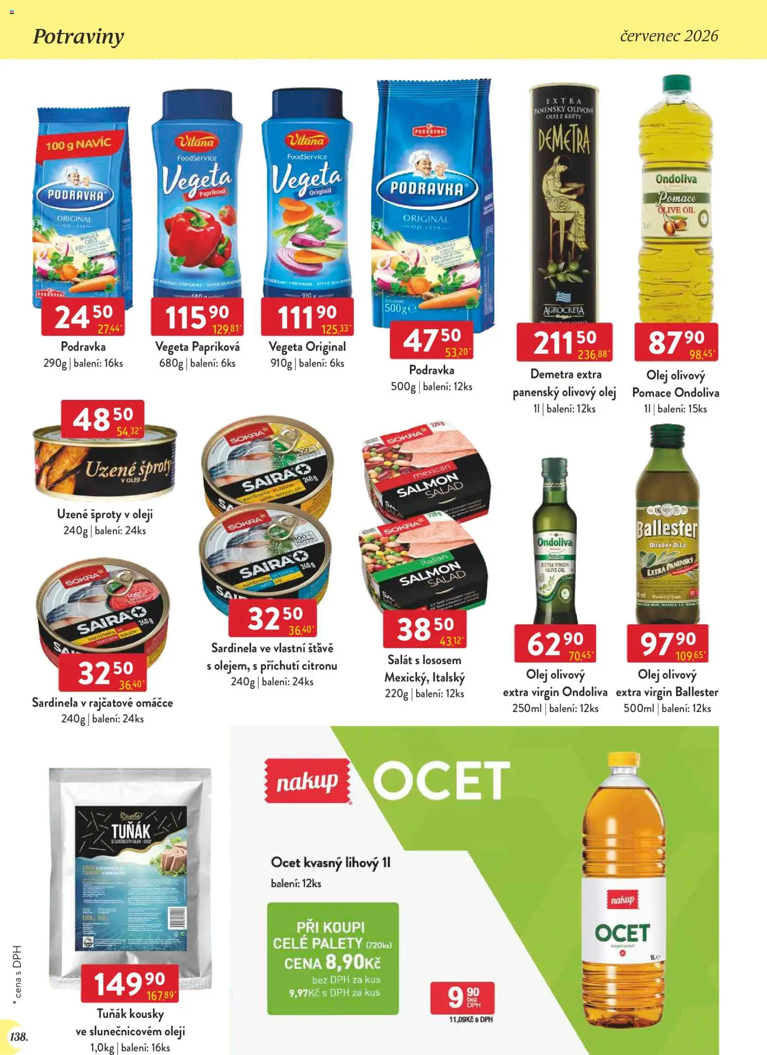 Astur & Qanto leták - Velkoobchod 07/2026 od 01.07.2026 | Strana: 138 | Produkty: Tuňák, Ocet, Salát, Potraviny