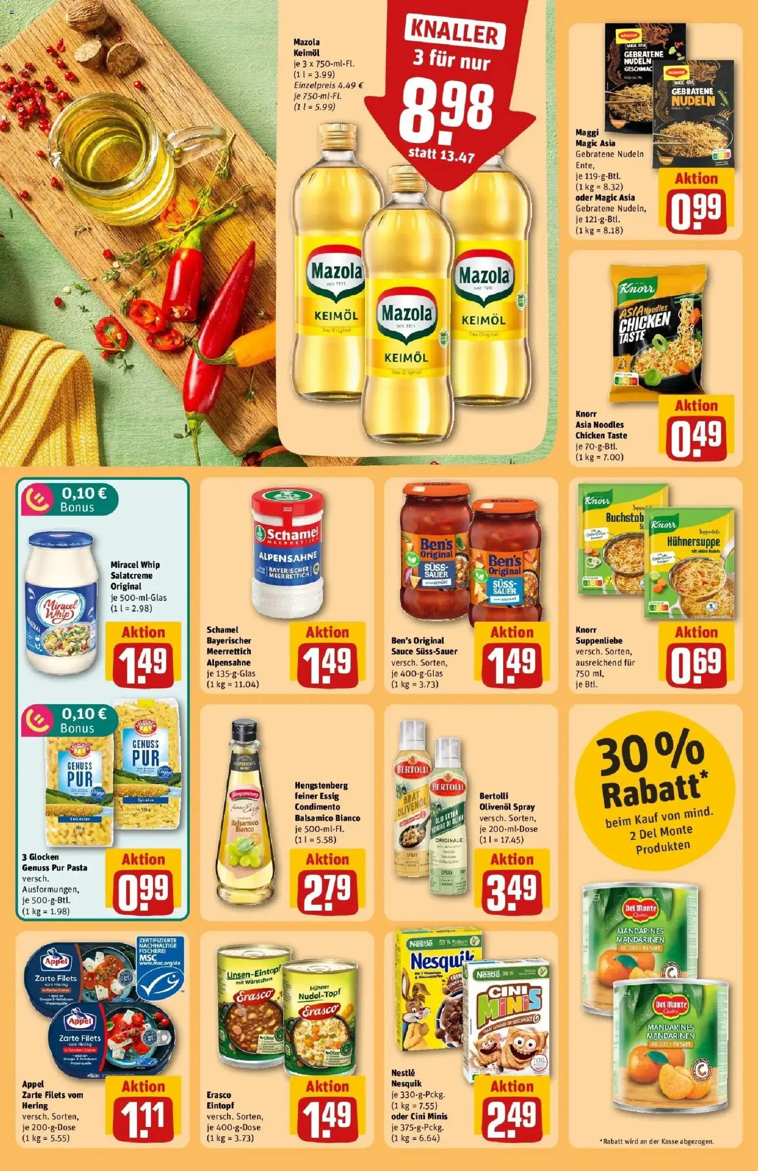 Rewe Prospekt Karben – gültig ab 27.07.2026 | Seite: 26 | Produkte: Mandarinen, Ananas, Miracel whip, Nudeln