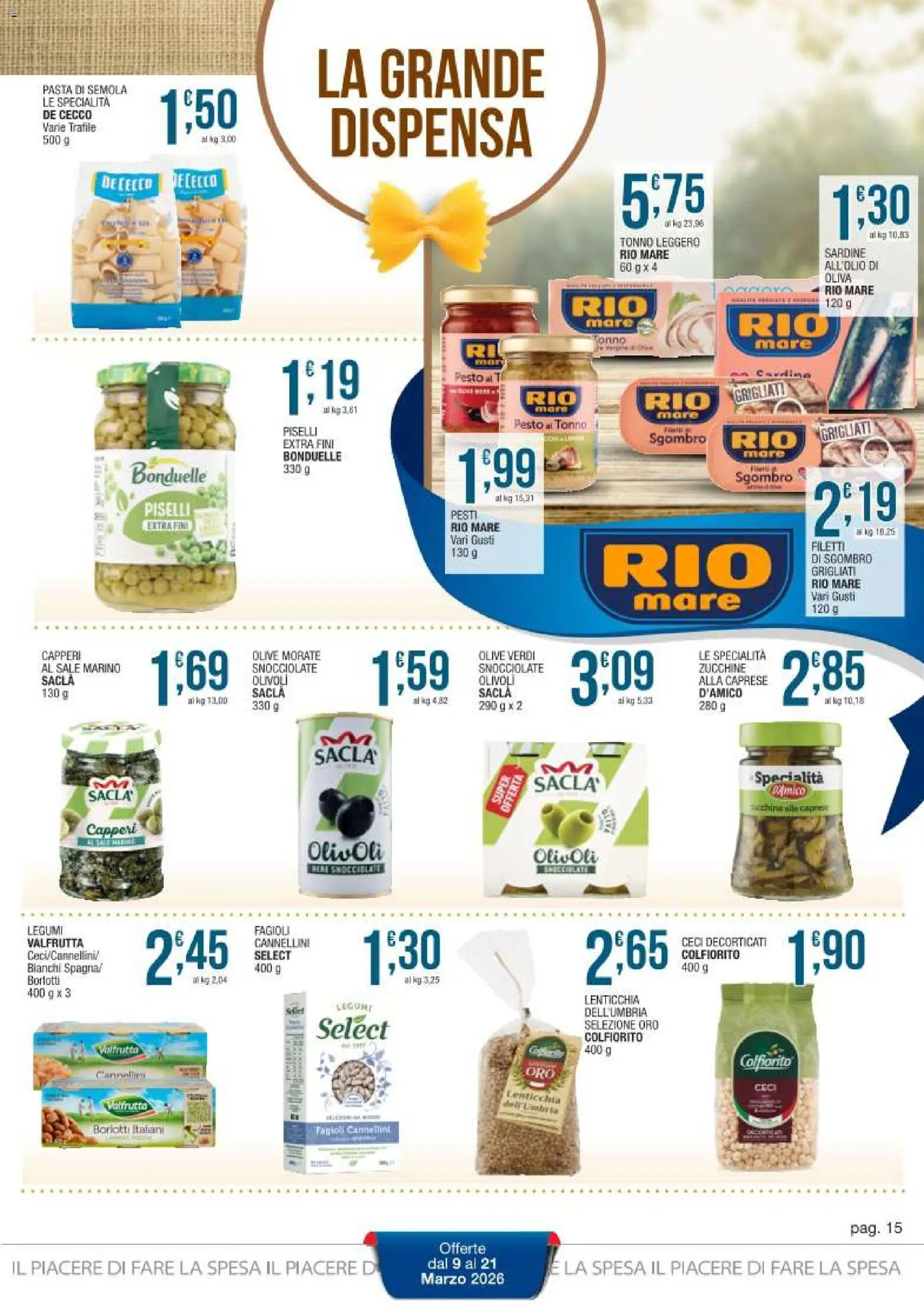 Volantino Sidis del 09.03.2026 | Pagina: 15 | Prodotti: Ceci, Fagioli, Pasta, Zucchine