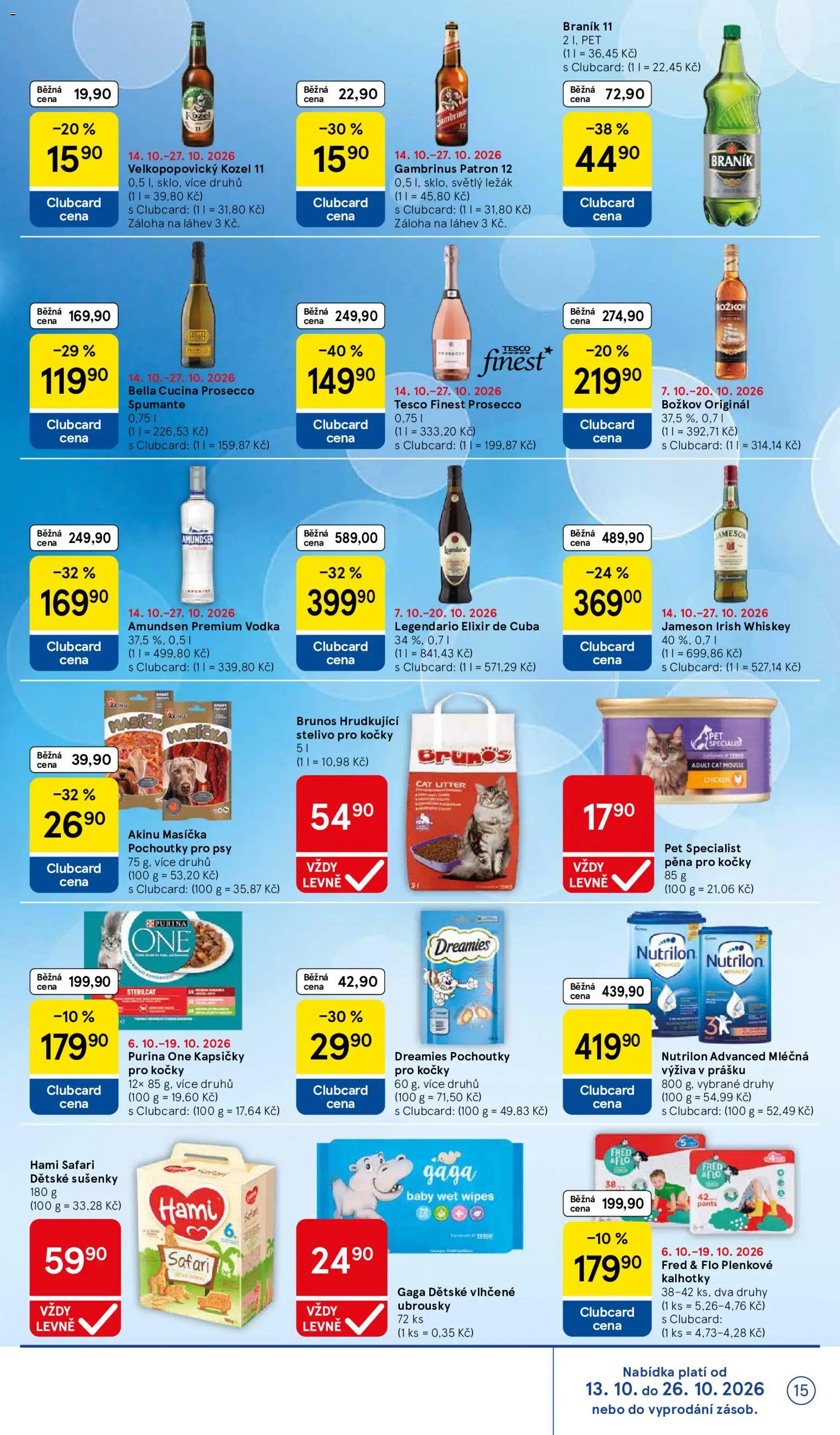 Tesco leták - Supermarket od 14.10.2026 | Strana: 15 | Produkty: Rum, Prosecco, Kalhotky, Božkov originál
