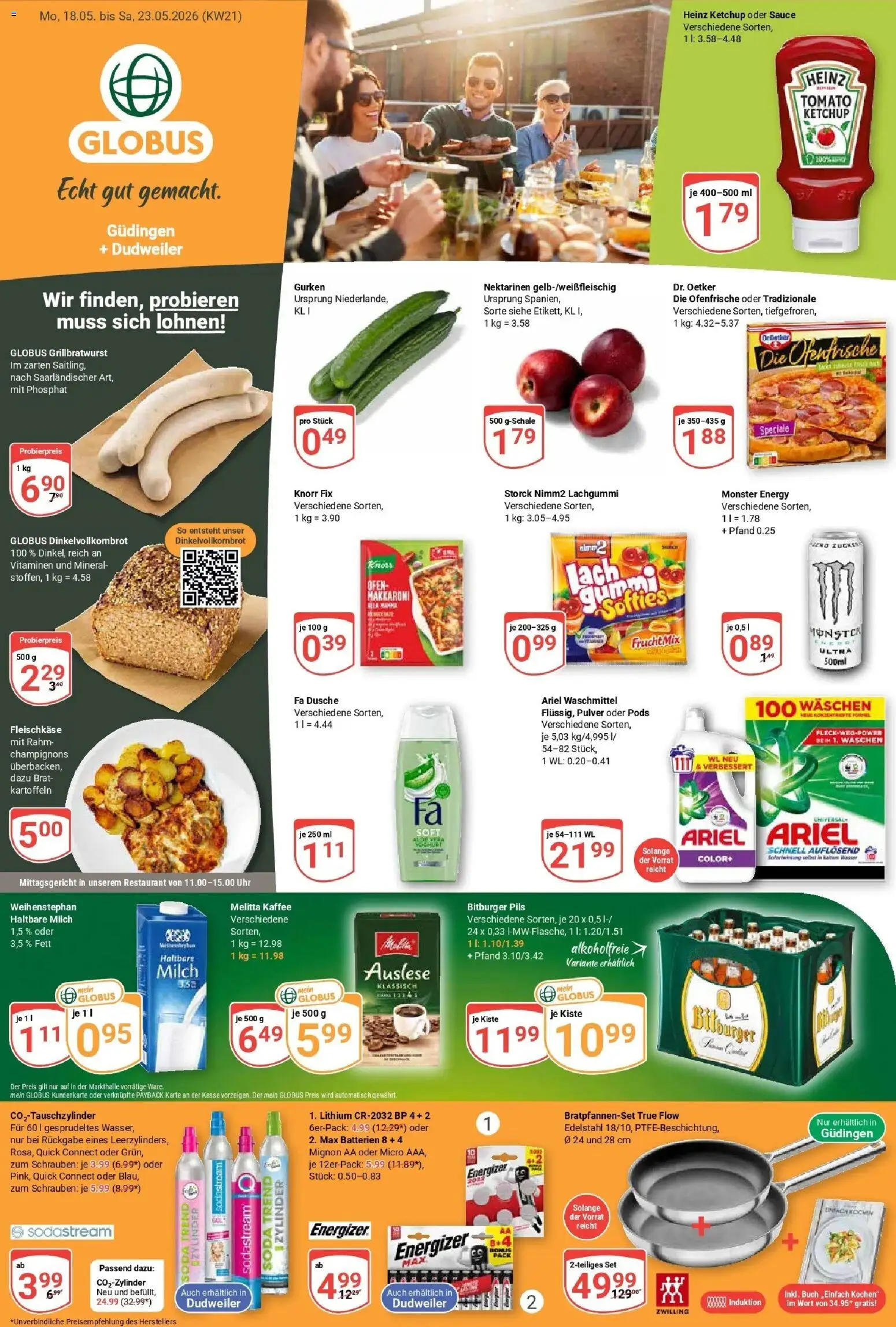 Globus Prospekt Saarbrücken-Güdingen – gültig ab 17.05.2026 | Seite: 1 | Produkte: Haltbare milch, Kartoffeln, Ketchup, Sodastream