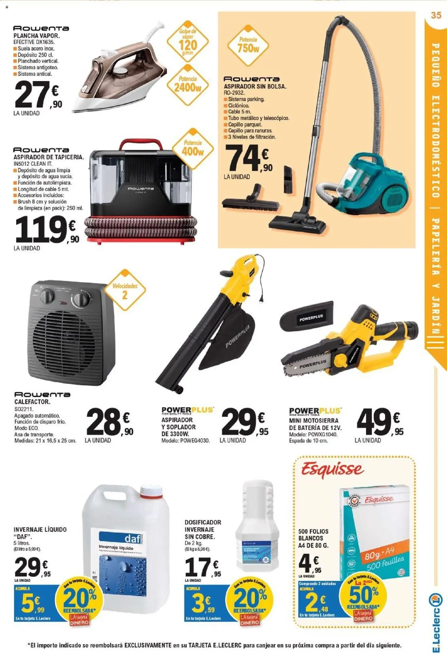 E.Leclerc - Soria │ válido desde el 21/10/2026 | Página: 35 | Productos: Cable, Plancha, Aspirador, Agua
