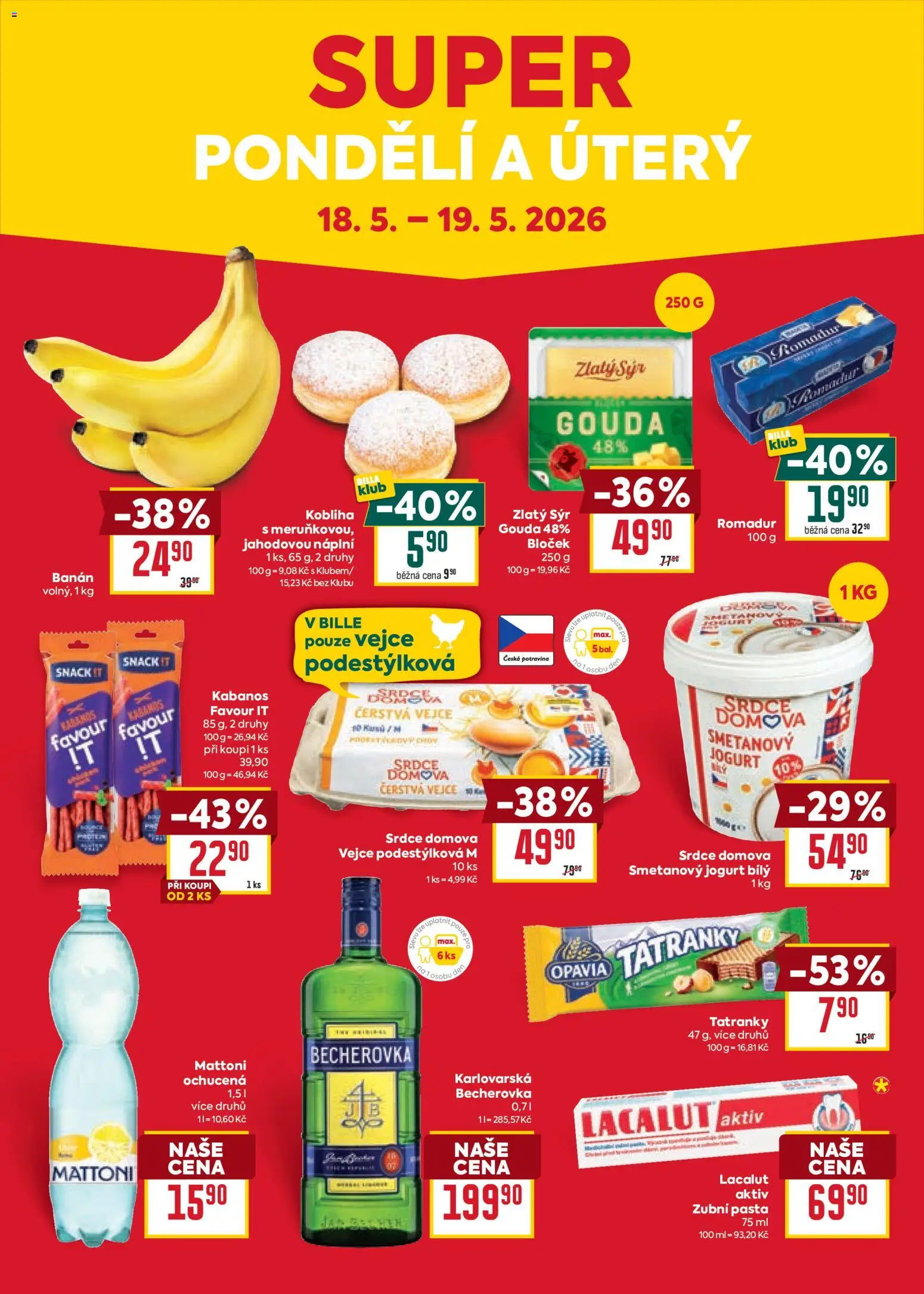 Billa Velký leták od 13.05.2026 | Strana: 29 | Produkty: Tatranky, Vejce, Sýr Romadur, Lacalut