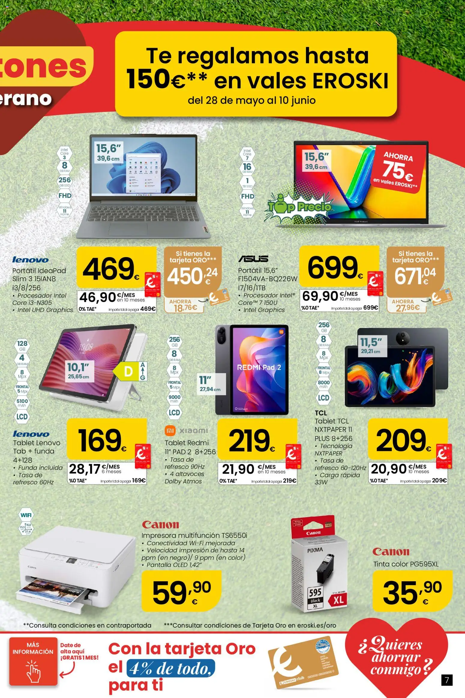 Eroski Conekta Ofertones de verano │ válido desde el 28.05.2026 | Página: 7 | Productos: Té, Altavoces, Tablet, Impresora