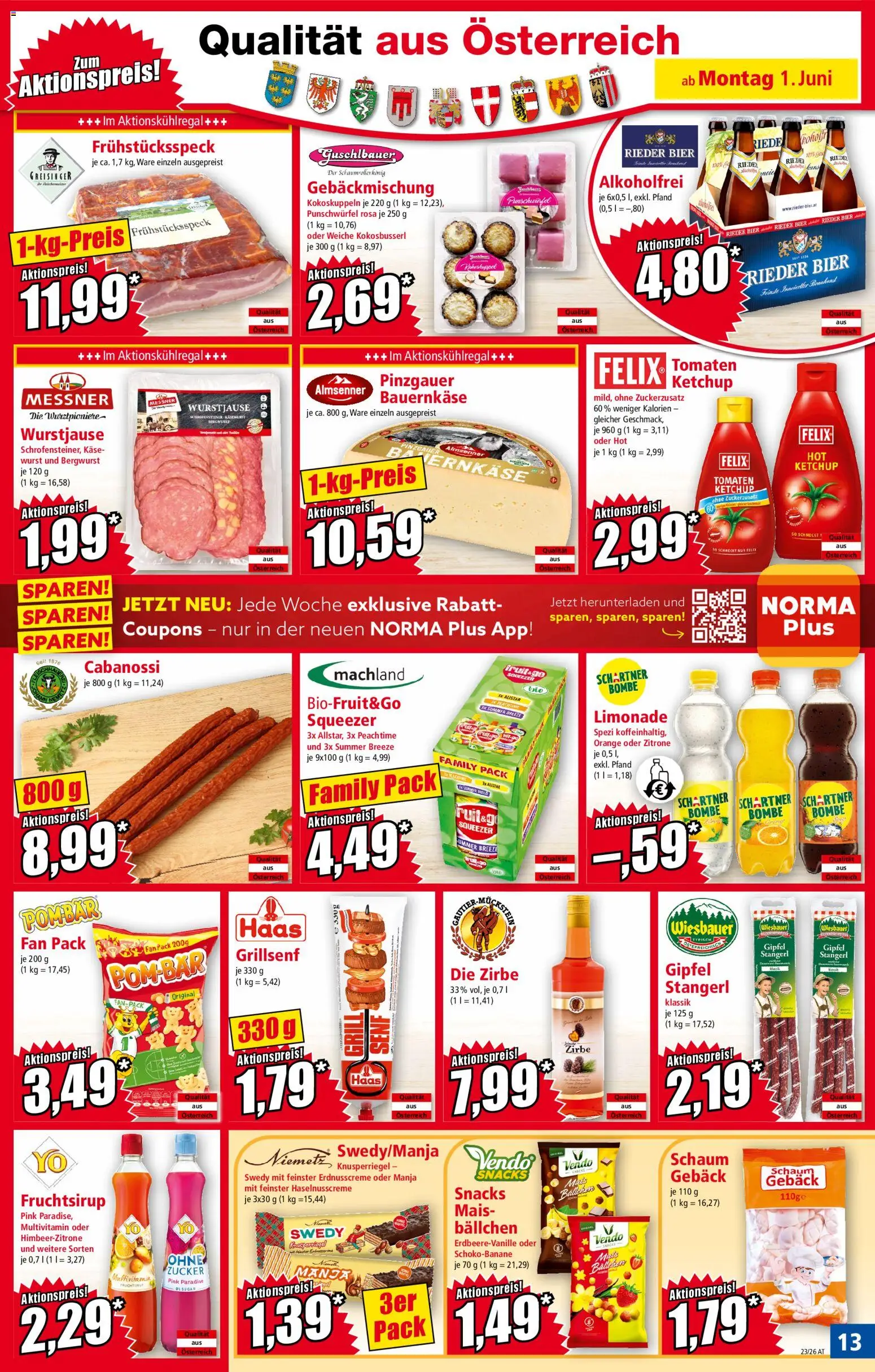 Norma Flugblatt gültig ab 01.06.2026 | Seite: 13 | Produkte: Ketchup, Zitrone, Bier, Tomaten