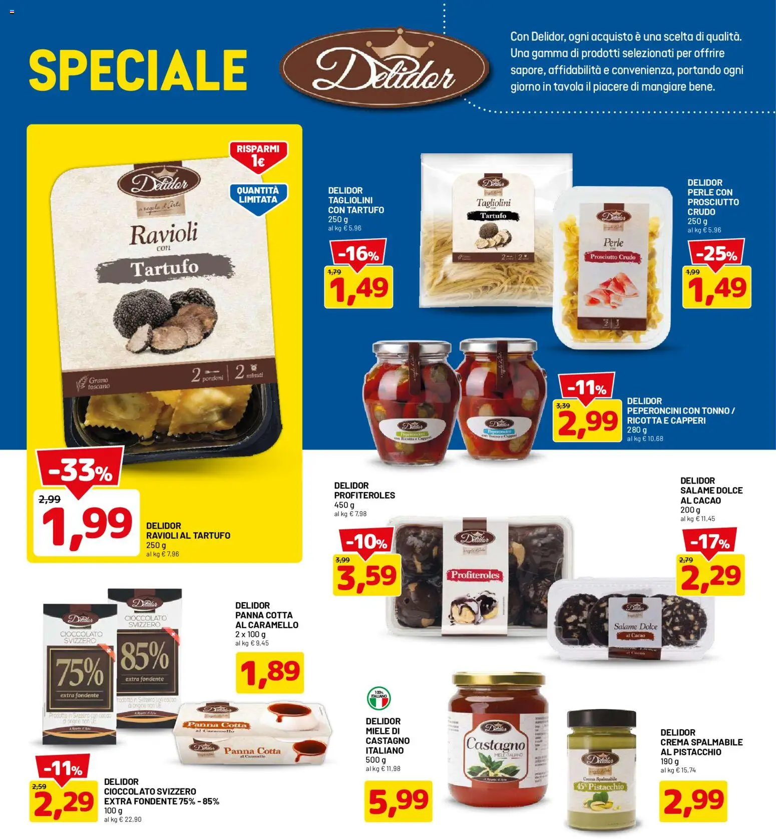 Volantino D Più del 01/10/2026 | Pagina: 12 | Prodotti: Prosciutto Crudo, Salame, Ricotta, Miele
