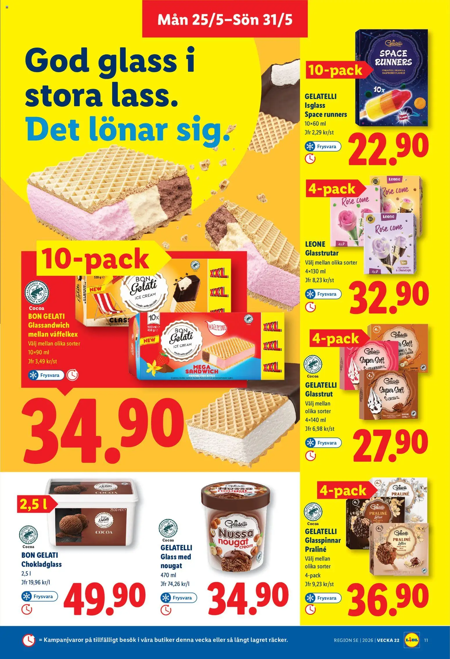 Lidl reklamblad aktuell från 25.05.2026 | Sida: 13 | Produkter: Sandwich, Glasspinnar, Isglass, Glass