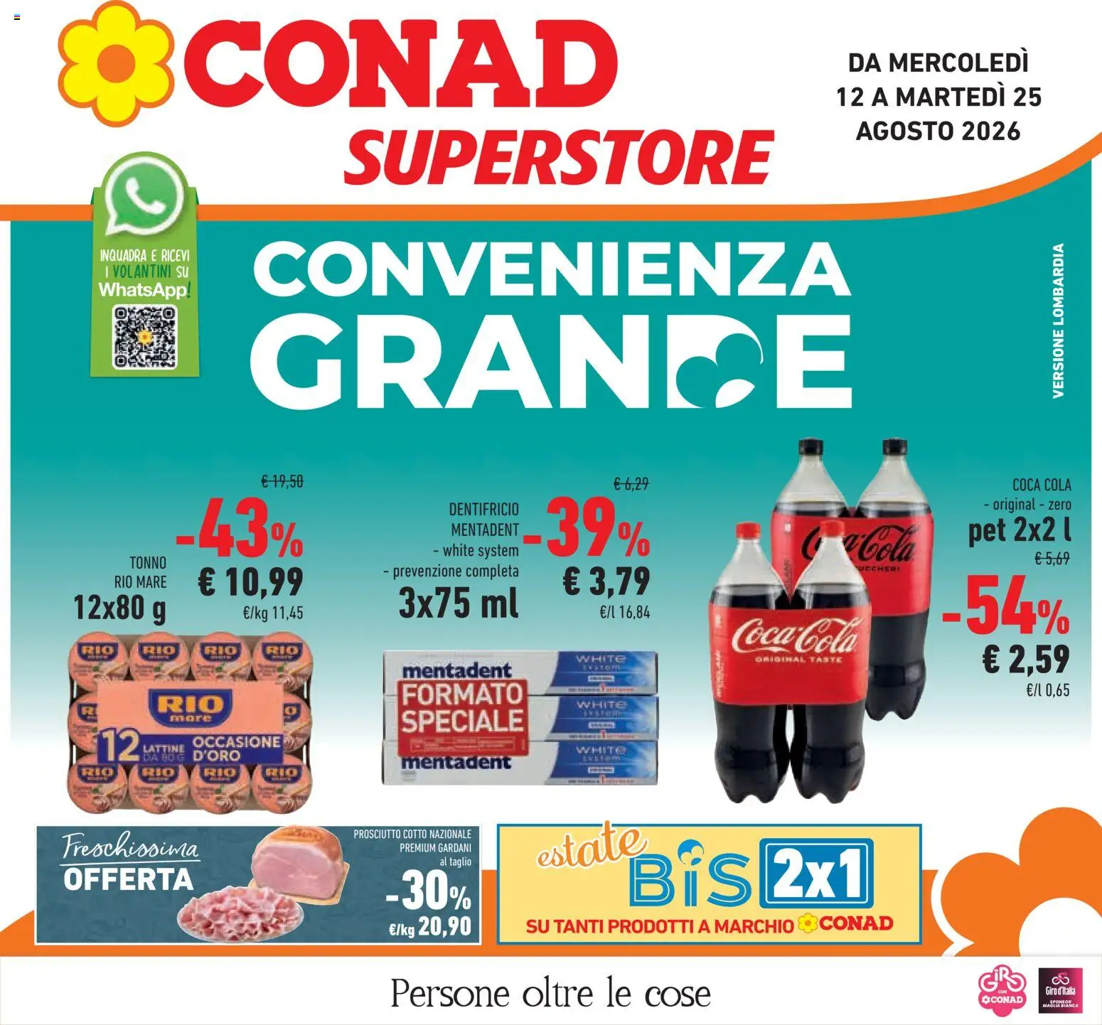 Volantino Conad del 12/08/2026 | Pagina: 1 | Prodotti: Prosciutto Cotto, Prosciutto, Tonno, Coca Cola