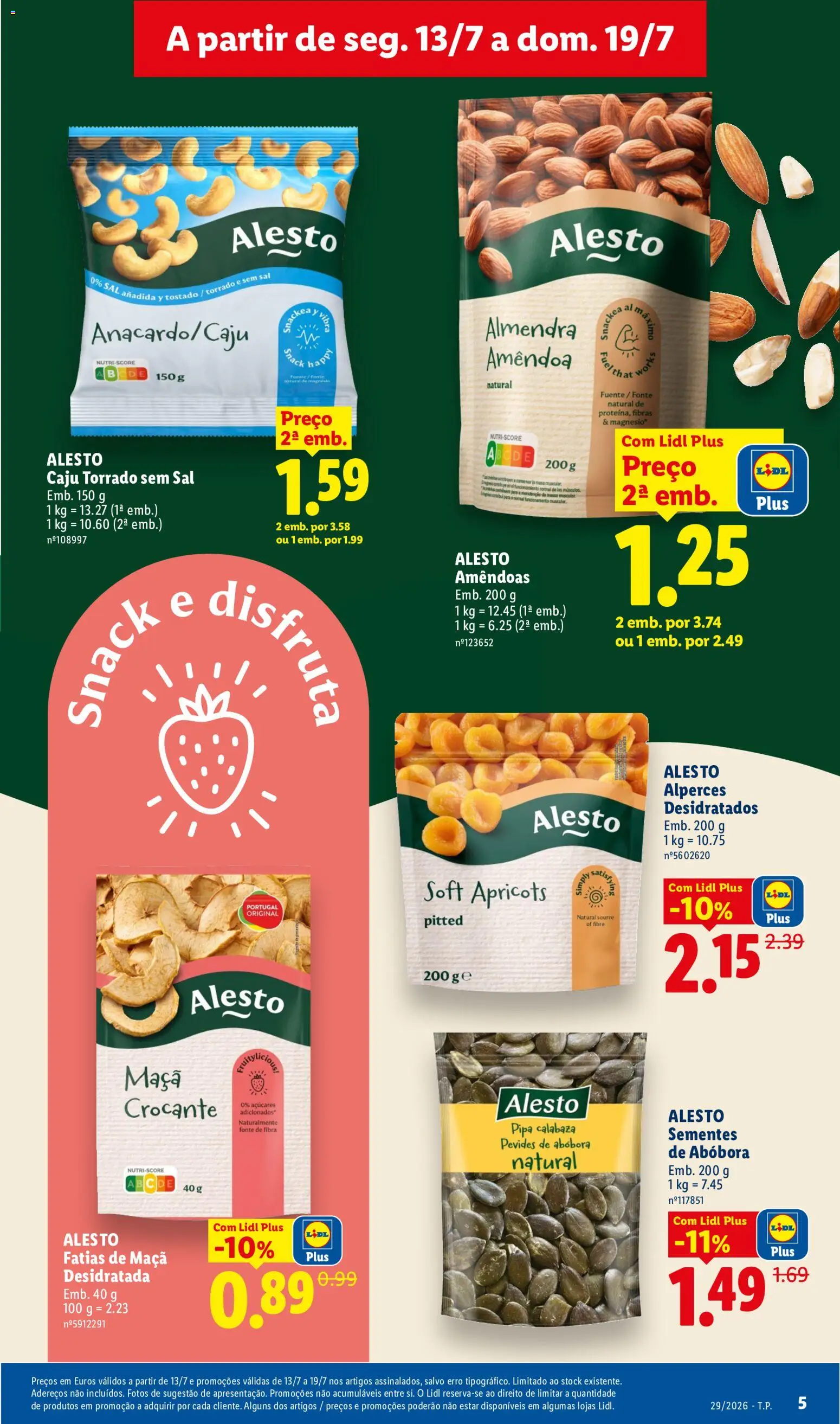 Lidl folheto │ válido de 13/07/2026 | Página: 3 | Produtos: Amêndoas, Sal, Maça, Abóbora