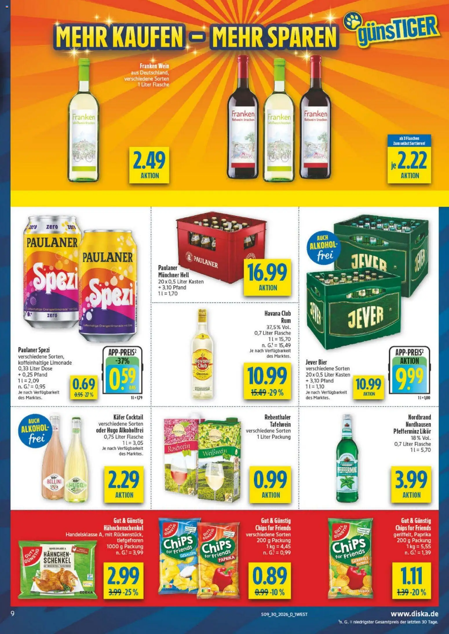 Diska - Diska Angebote Bayern KW30 – gültig ab 20.07.2026 | Seite: 9 | Produkte: Havana club, Hahnchen, Paulaner spezi, Jever