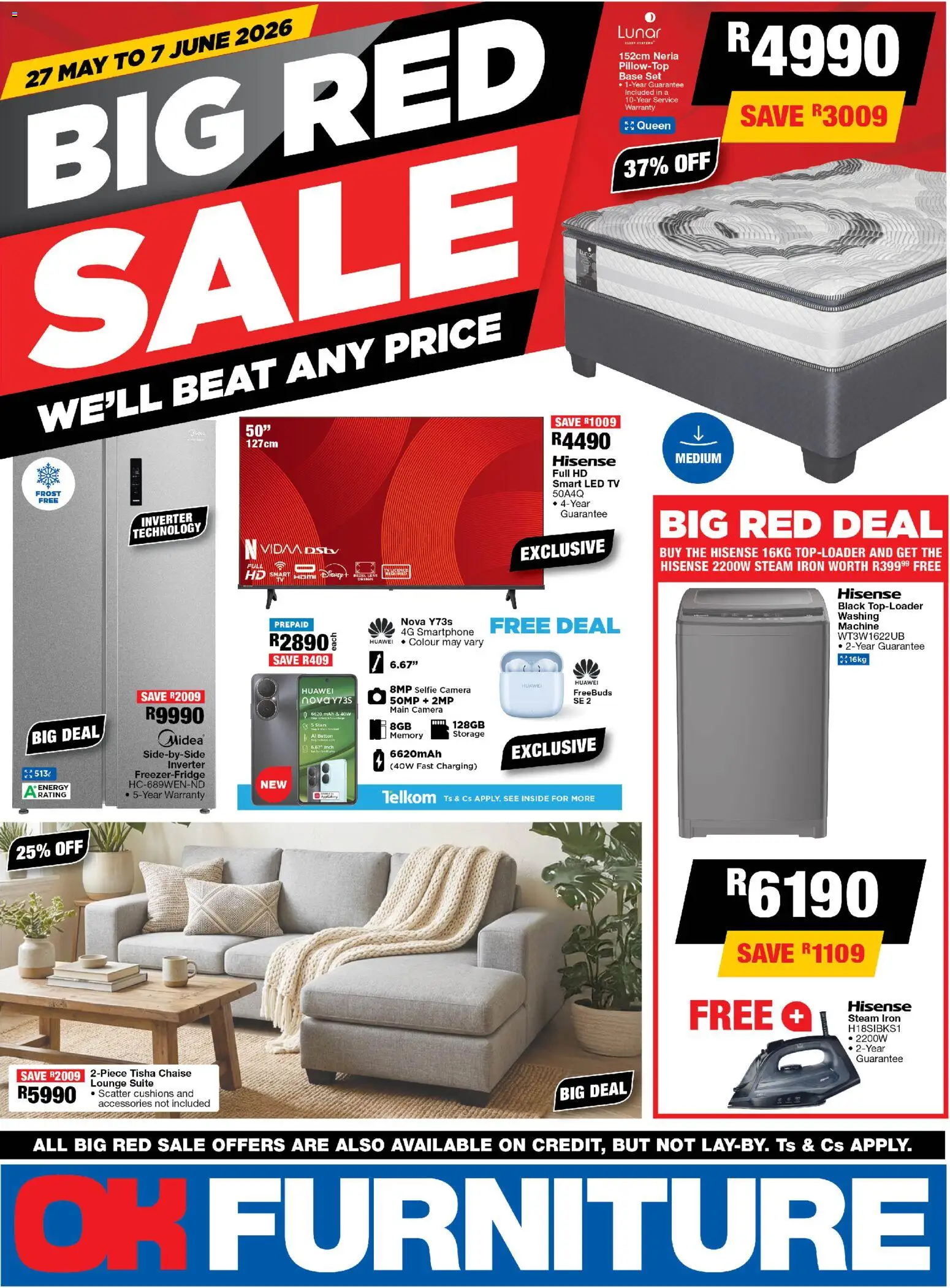 New OK Furniture catalogue – valid from 27.05.2026 | Page: 1 | Products: Smartphone, Camera, TV, Chaise