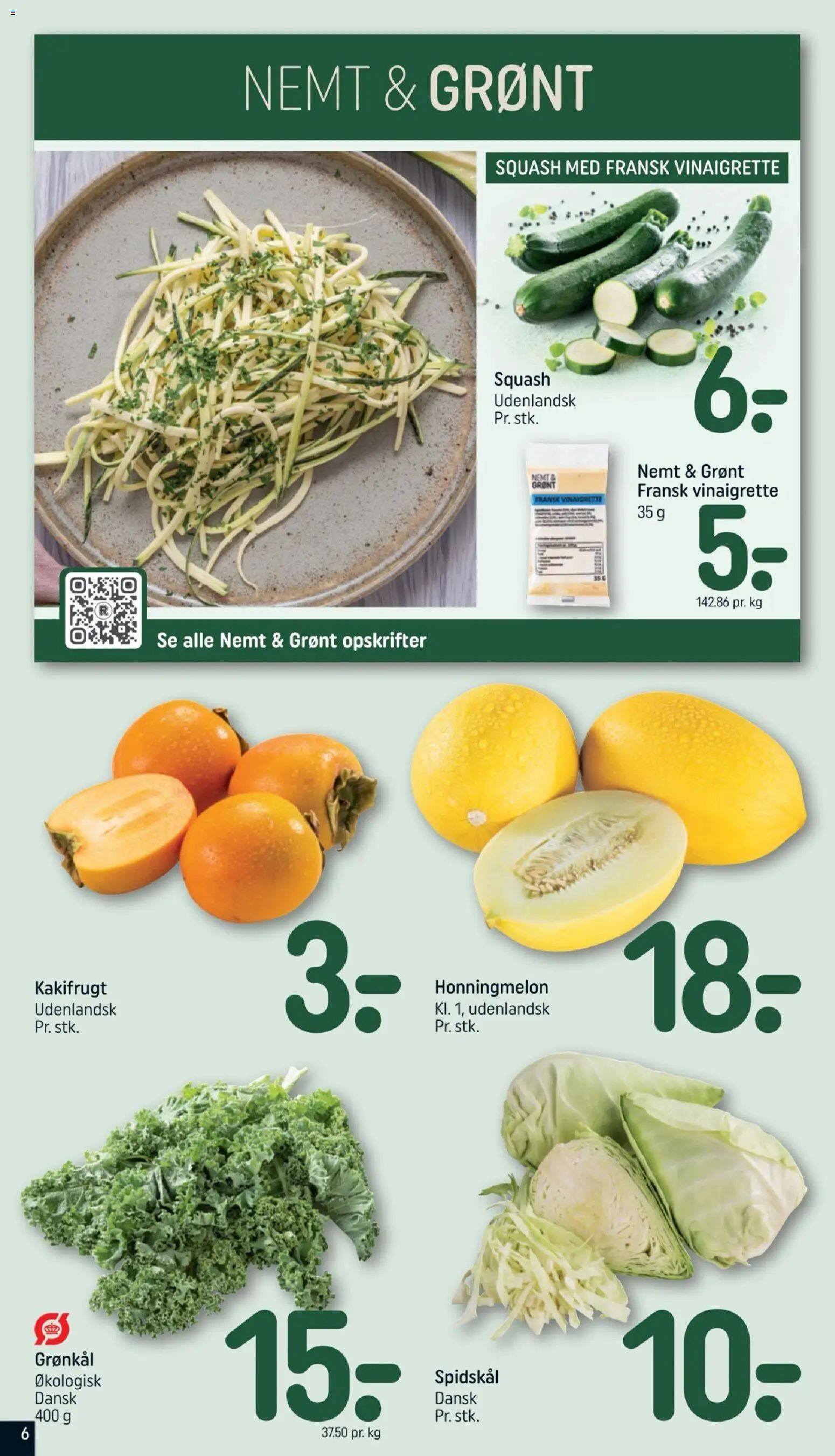 Rema 1000 tilbudsavis – gyldig fra 18/10/2026 | Side: 6 | Produkter: Squash, Honningmelon, Spidskål, Grønkål