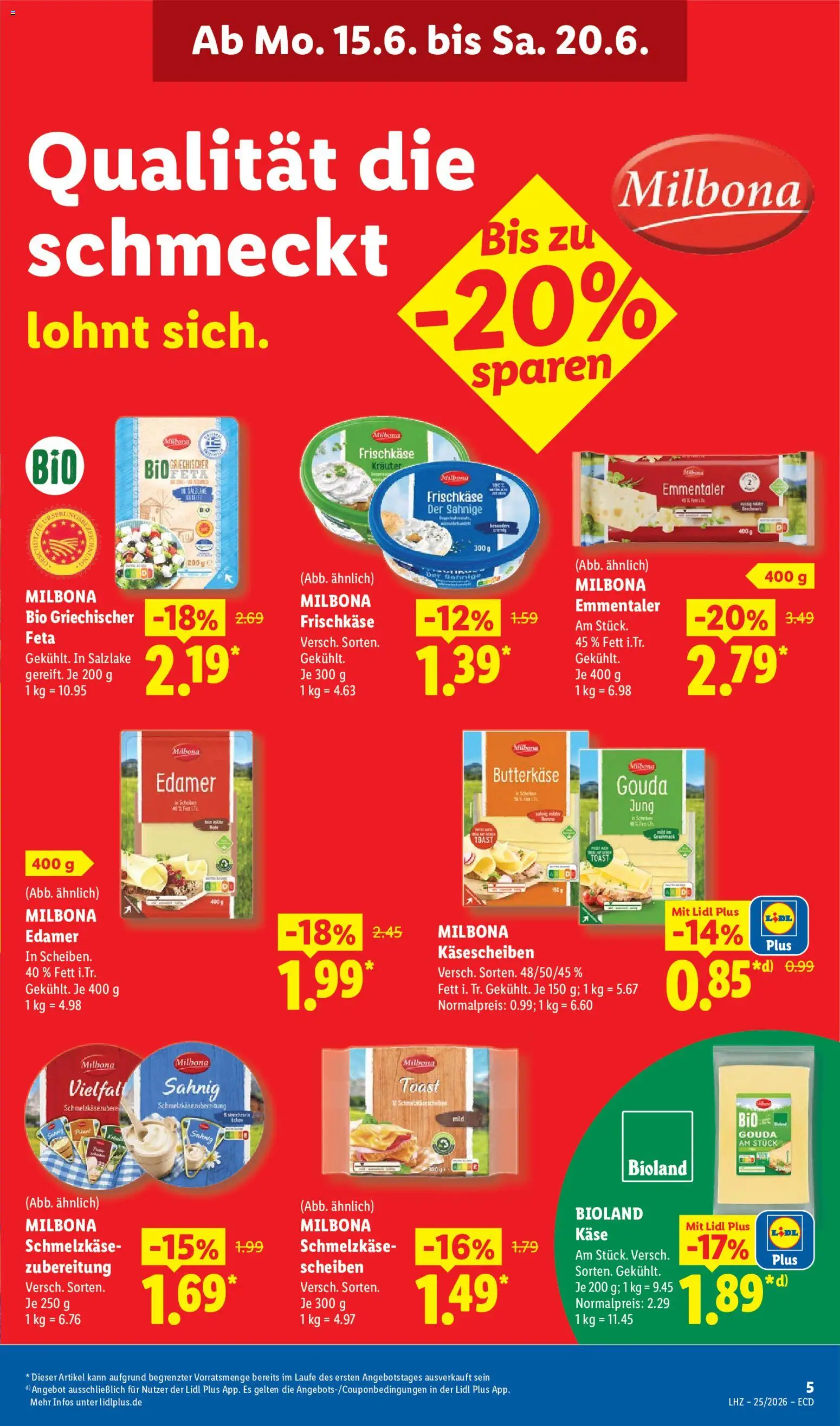 Lidl Prospekt – gültig ab 15.06.2026 | Seite: 11 | Produkte: Käse, Toast, Gouda, Frischkase