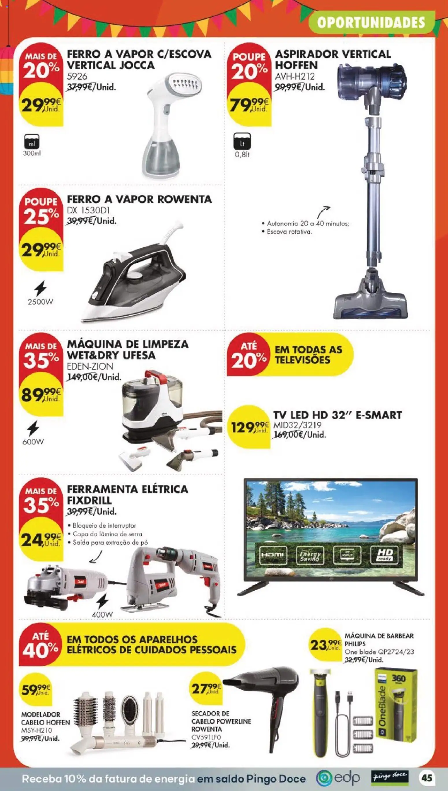 Pingo Doce folheto │ válido de 16.06.2026 | Página: 49 | Produtos: Ferro a vapor, Ferro, Máquina de barbear, Aspirador