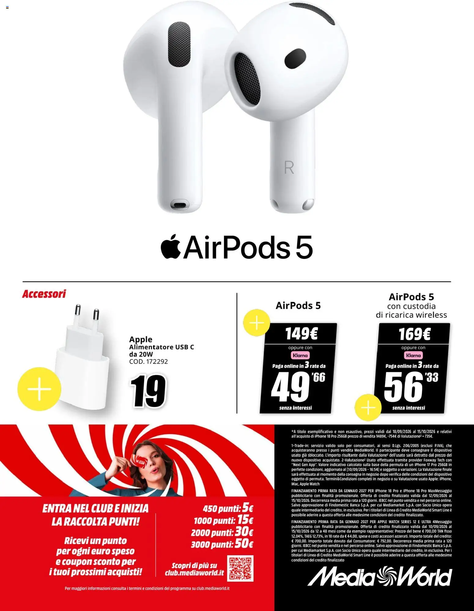 Volantino Media World del 18/09/2026 | Pagina: 6 | Prodotti: Iphone, USB, Apple Watch, Airpods