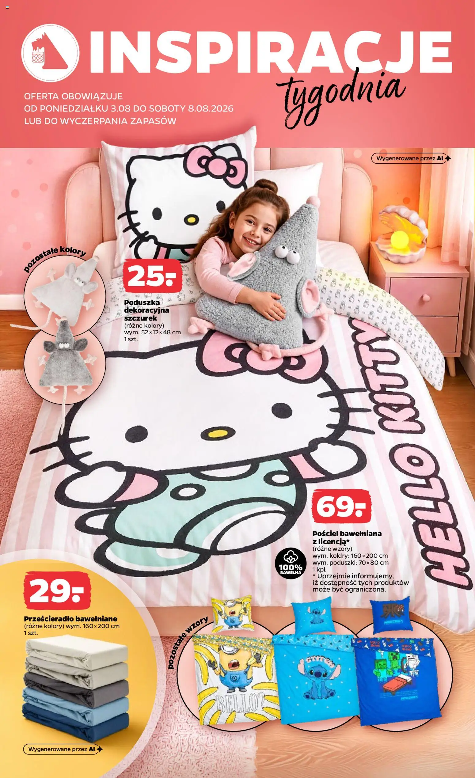 Netto gazetka od poniedziałku NonFood od 03.08.2026 | Strona: 2 | Produkty: Pościel, Poduszka, Pościel bawełniana