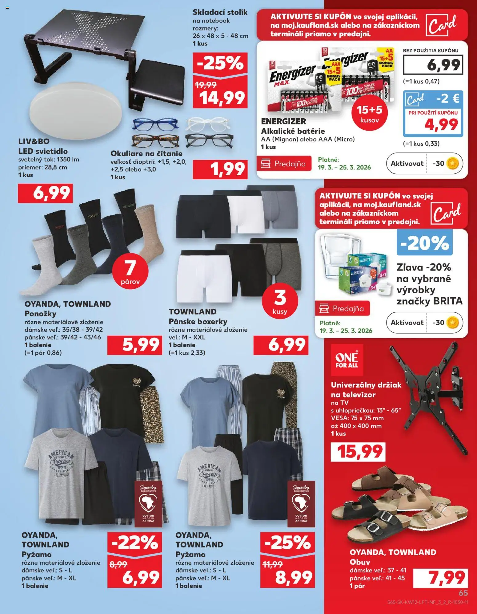 Nové Kaufland akcie – leták je platný od 19.03.2026 | Strana: 65 | Produkty: Tv, Svietidlo, Stolík, Okuliare