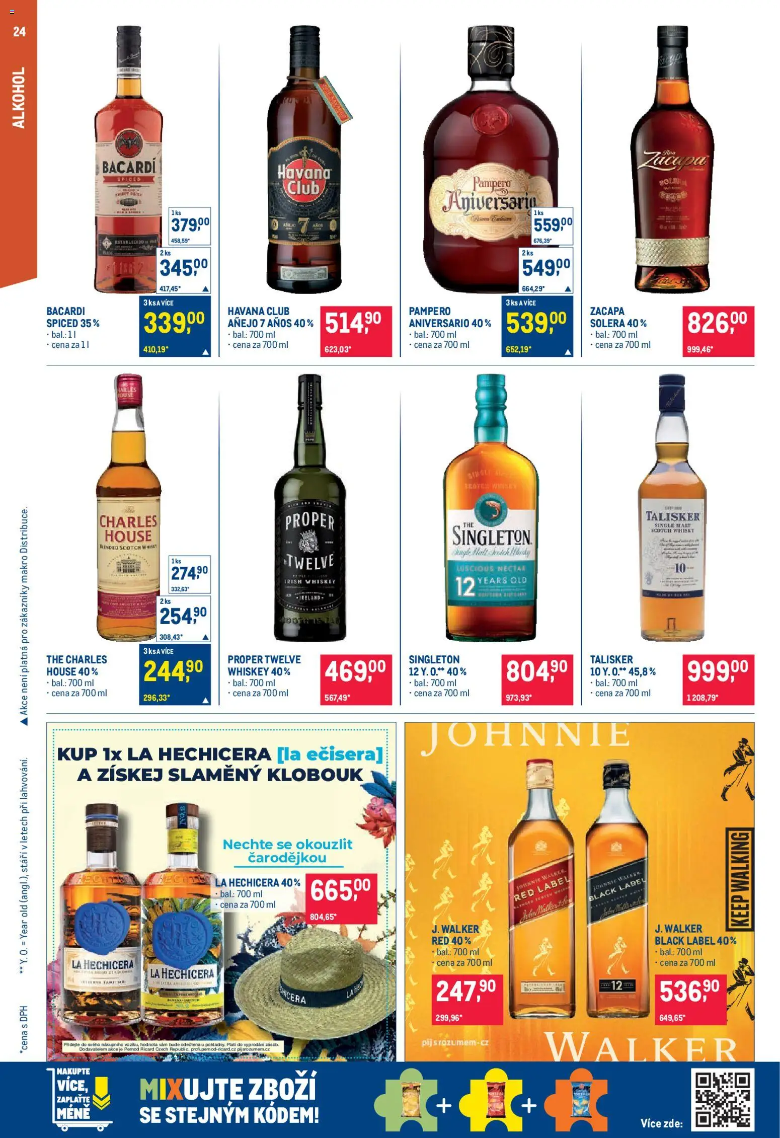 Makro leták - Pro milovníky jídla od 06.05.2026 | Strana: 24 | Produkty: Whiskey, Klobouk, Whisky, Havana club