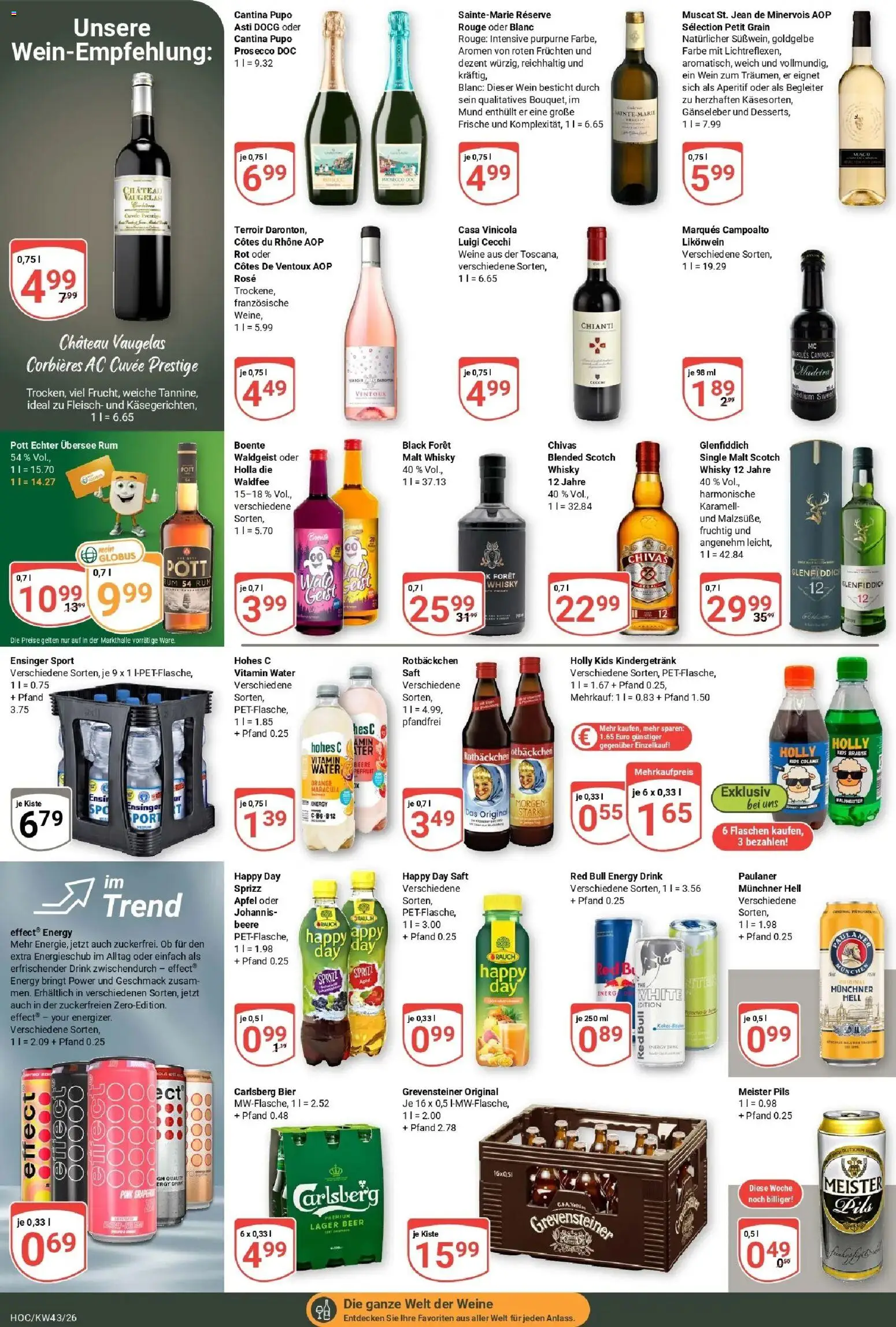 Globus Prospekt Hockenheim (ab 19.10.2026) » Angebote online | Seite: 18 | Produkte: Red bull, Äpfel, Wein, Paulaner