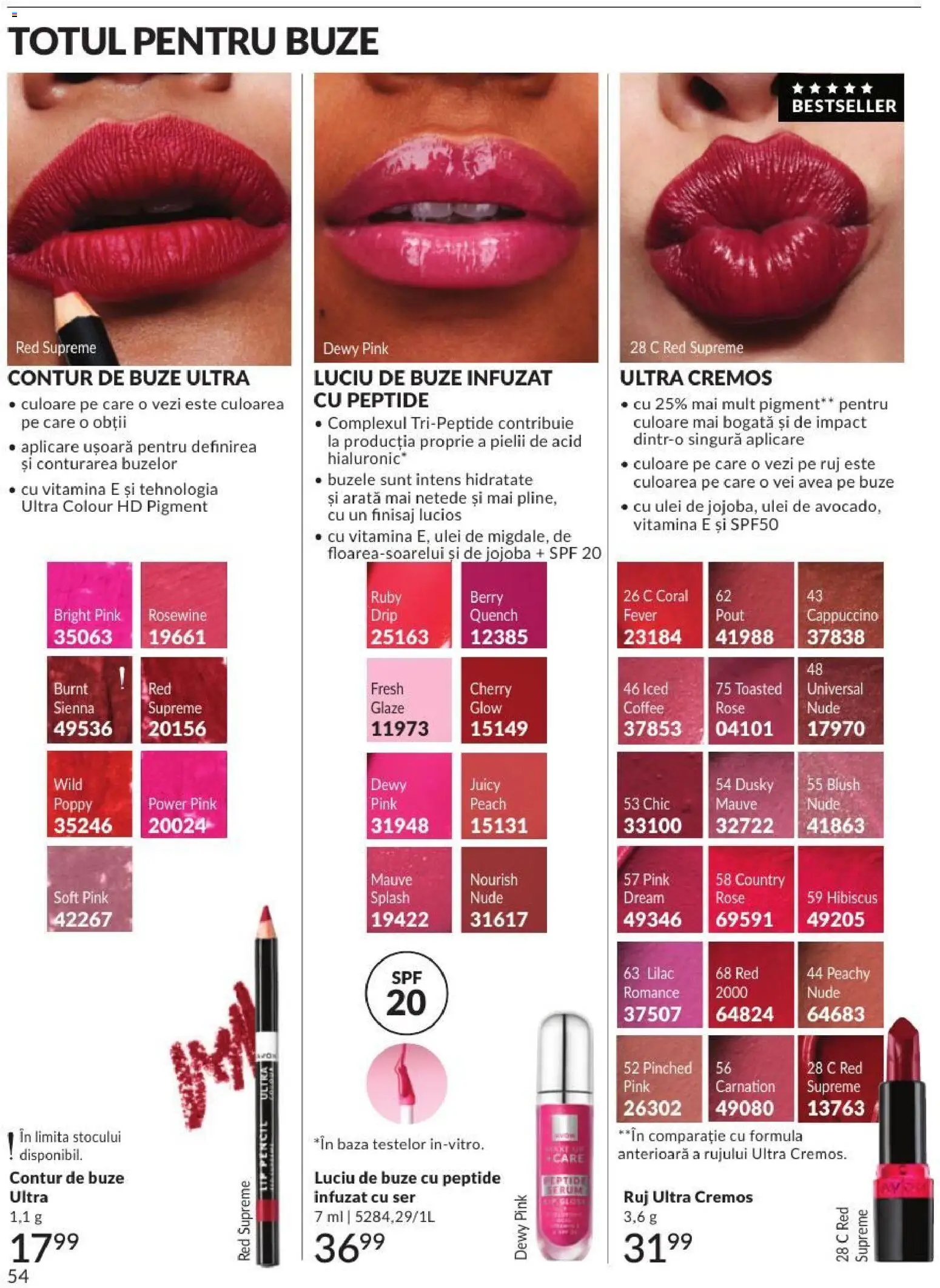 Noul catalog Avon – valabil de la 01.08.2026 | Pagină: 54 | Produse: Blush, Luciu de buze, Peluş Köpek Yatağı, Ulei