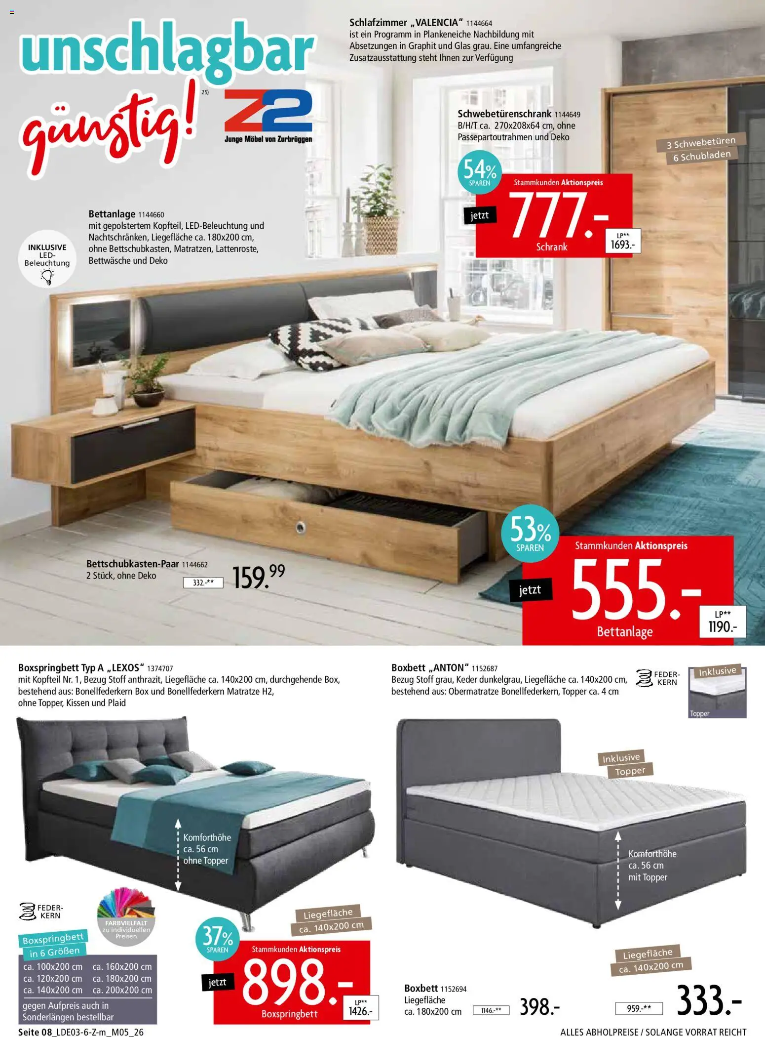 Zurbrüggen Prospekt 	 – gültig ab 28.03.2026 | Seite: 8 | Produkte: Matratze, Kissen, Boxspringbett, Bettwäsche
