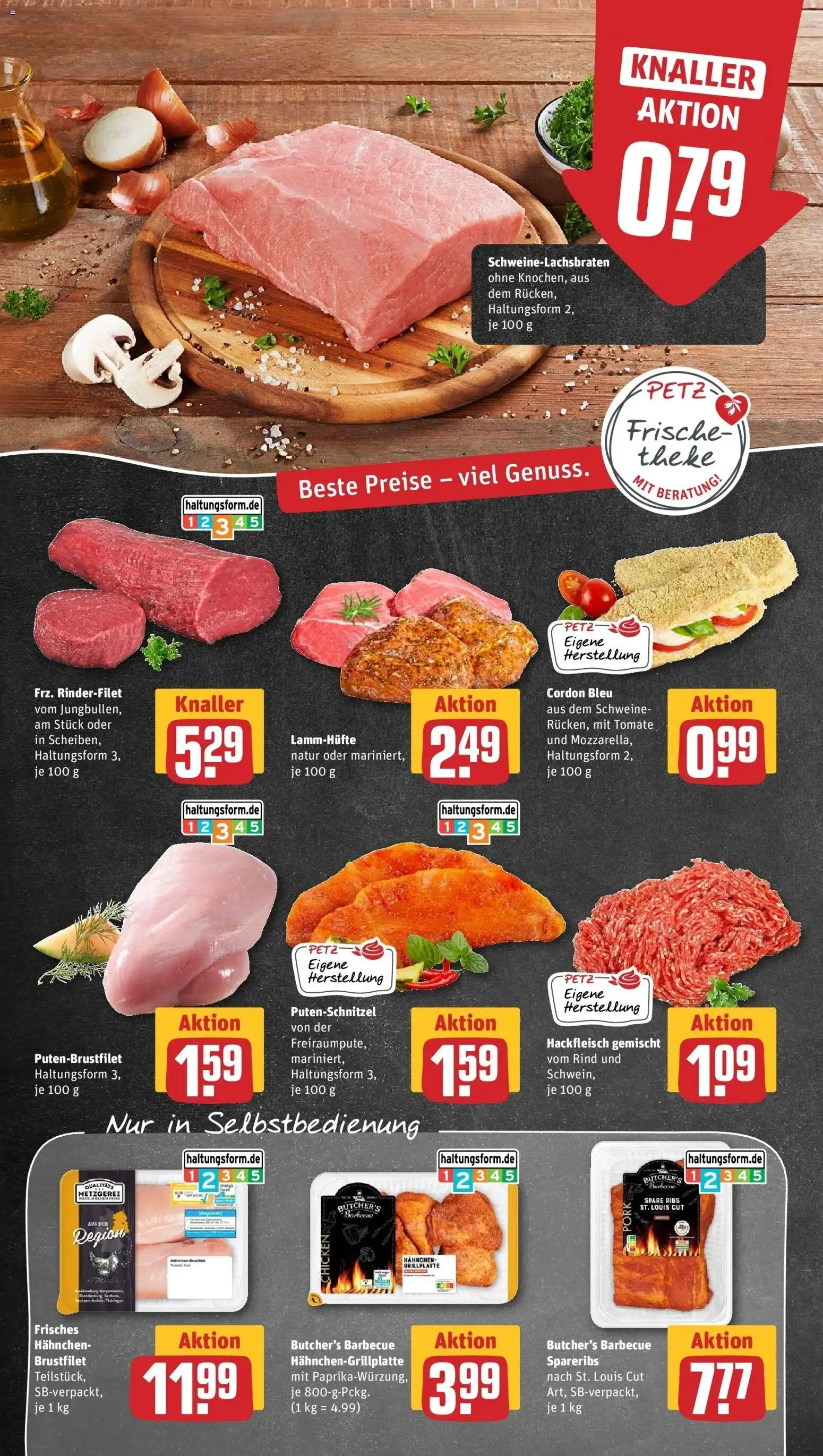REWE Prospekt ab 17.08.2026 zum Blättern » Angebote | Seite: 10 | Produkte: Hahnchen, Spare ribs, Putenschnitzel, Hackfleisch