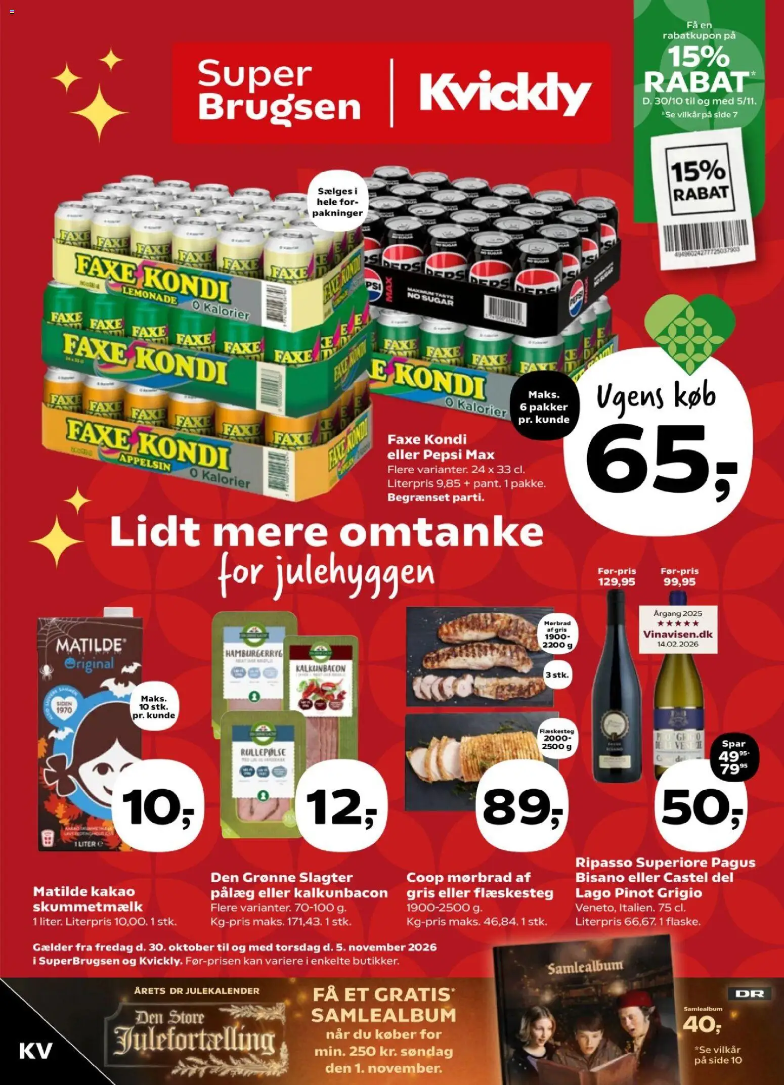 Kvickly tilbudsavis – gyldig fra 30/10/2026 | Side: 1 | Produkter: Pålæg, Rullepølse, Faxe Kondi, Pepsi