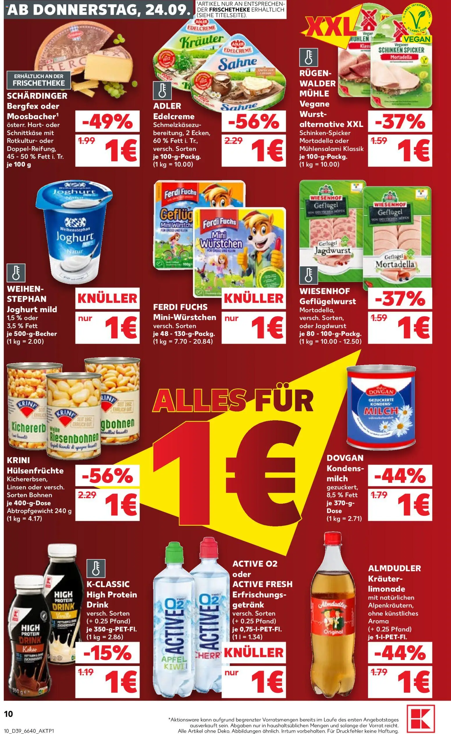 Kaufland Prospekt – gültig ab 24.09.2026 | Seite: 10 | Produkte: Joghurt, Limonade, Wurst, Schinken
