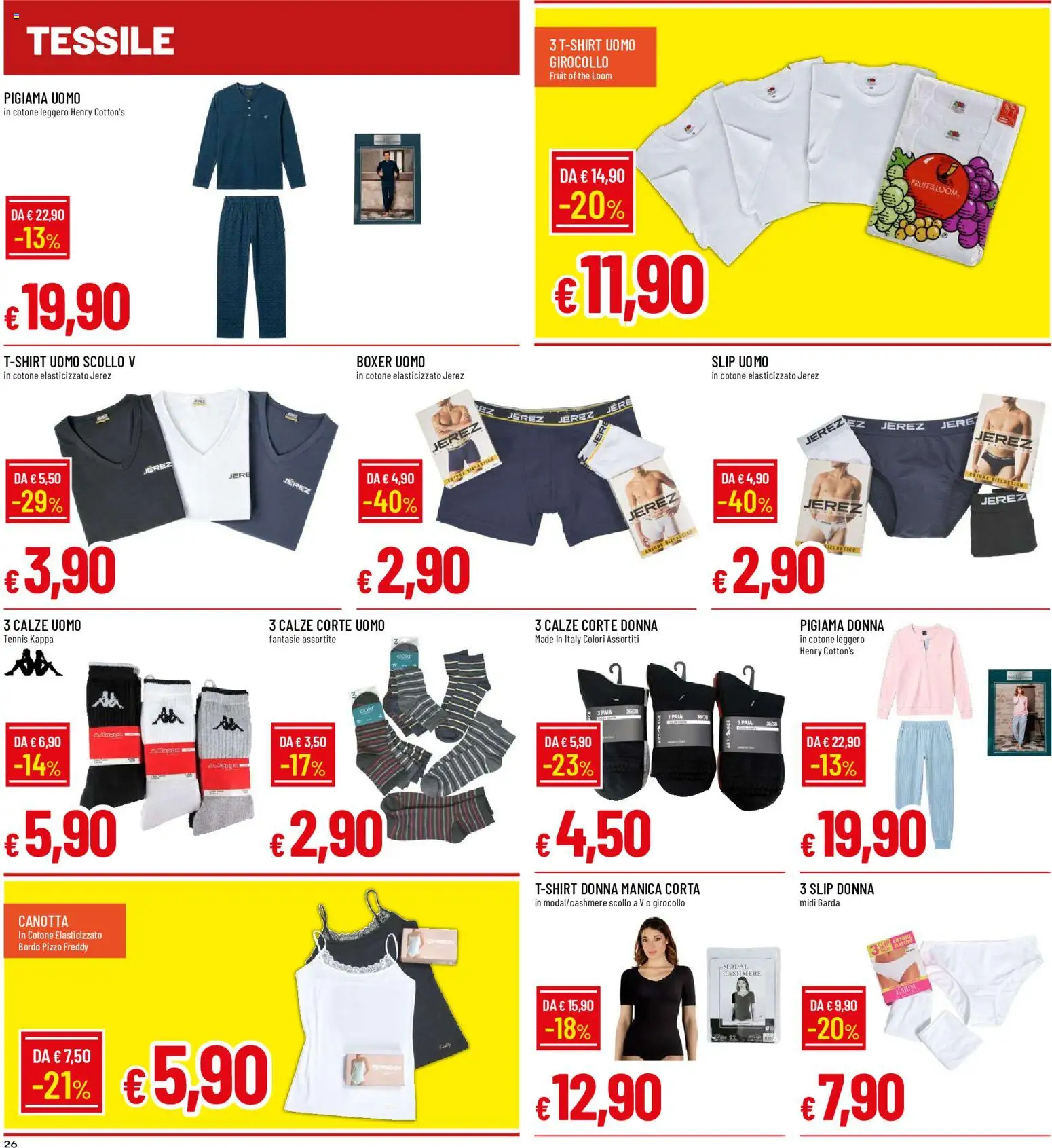 Volantino Galassia del 08/10/2026 | Pagina: 26 | Prodotti: Pigiama, Slip, Boxer, The