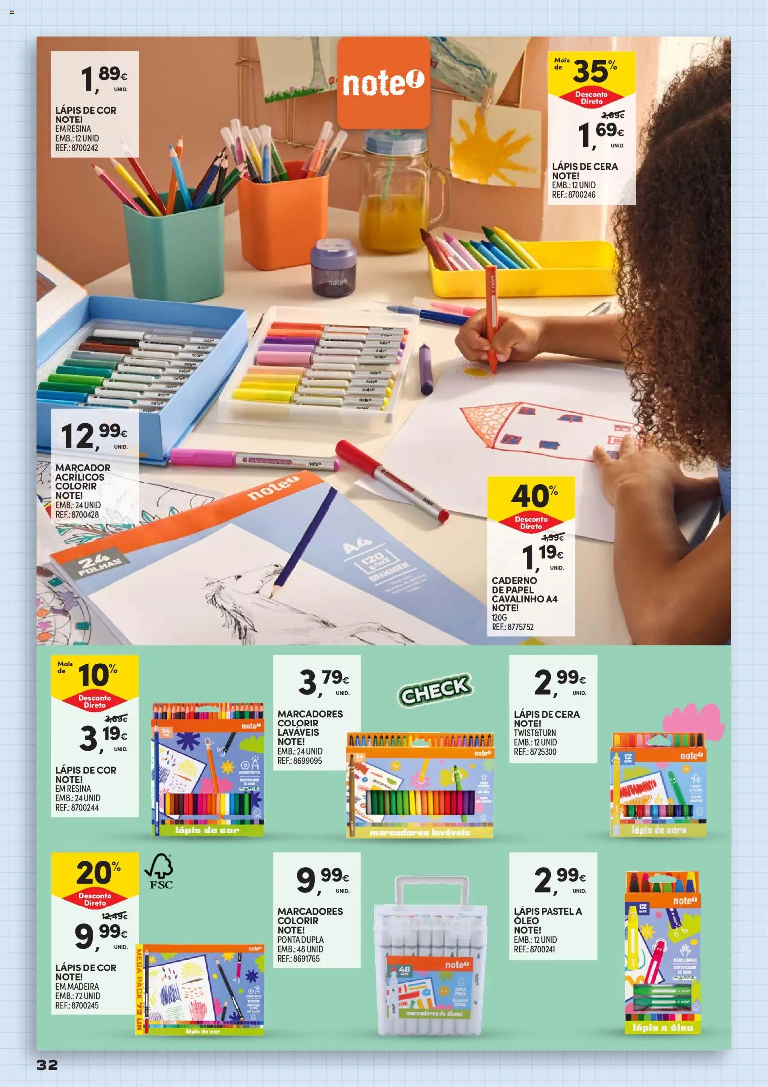 Continente Regresso às Aulas Na escola de toda a gente │ válido de 11/08/2026 | Página: 32 | Produtos: Caderno, Cera, Óleo, Álcool