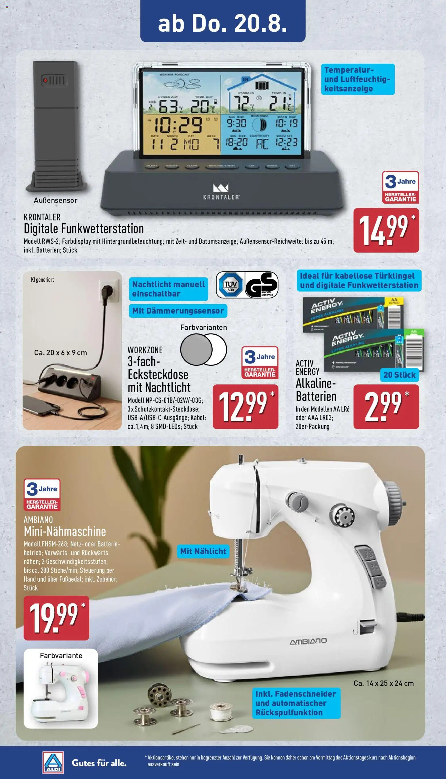 Aldi Prospekt – gültig ab 17.08.2026 | Seite: 13 | Produkte: Kabel, Batterien, Energy, Batterie