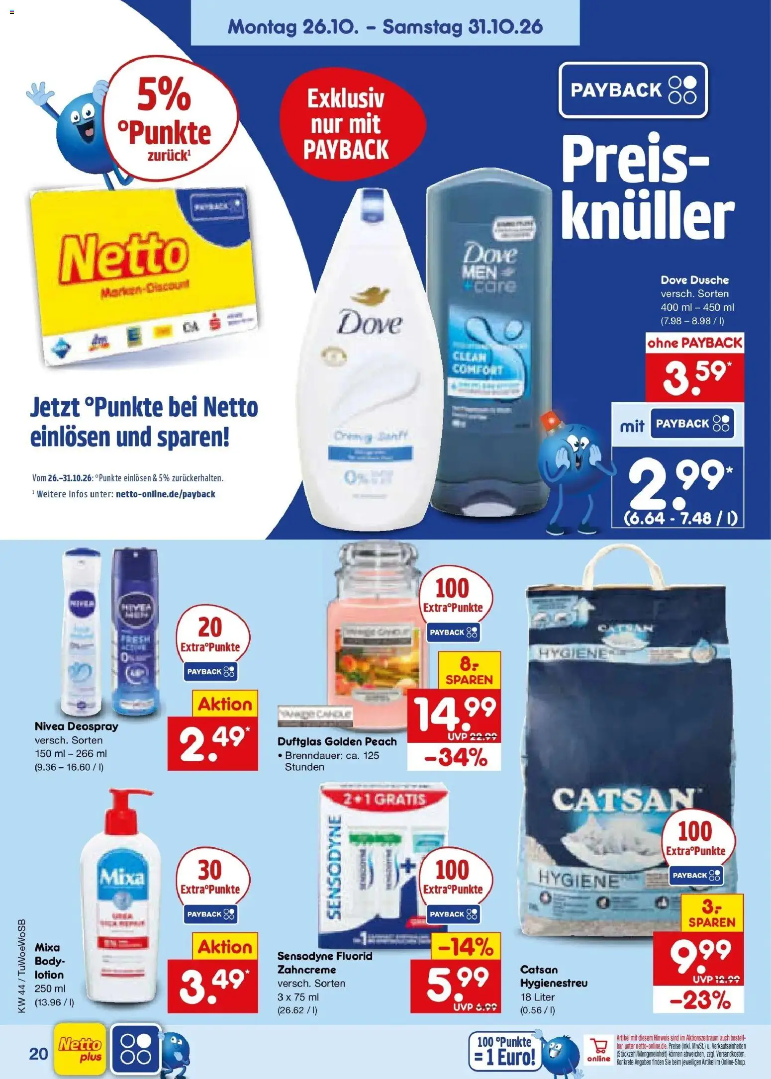 Netto Marken-Discount Prospekt Gemmingen – gültig ab 26.10.2026 | Seite: 32 | Produkte: Catsan, Dusche, Deospray