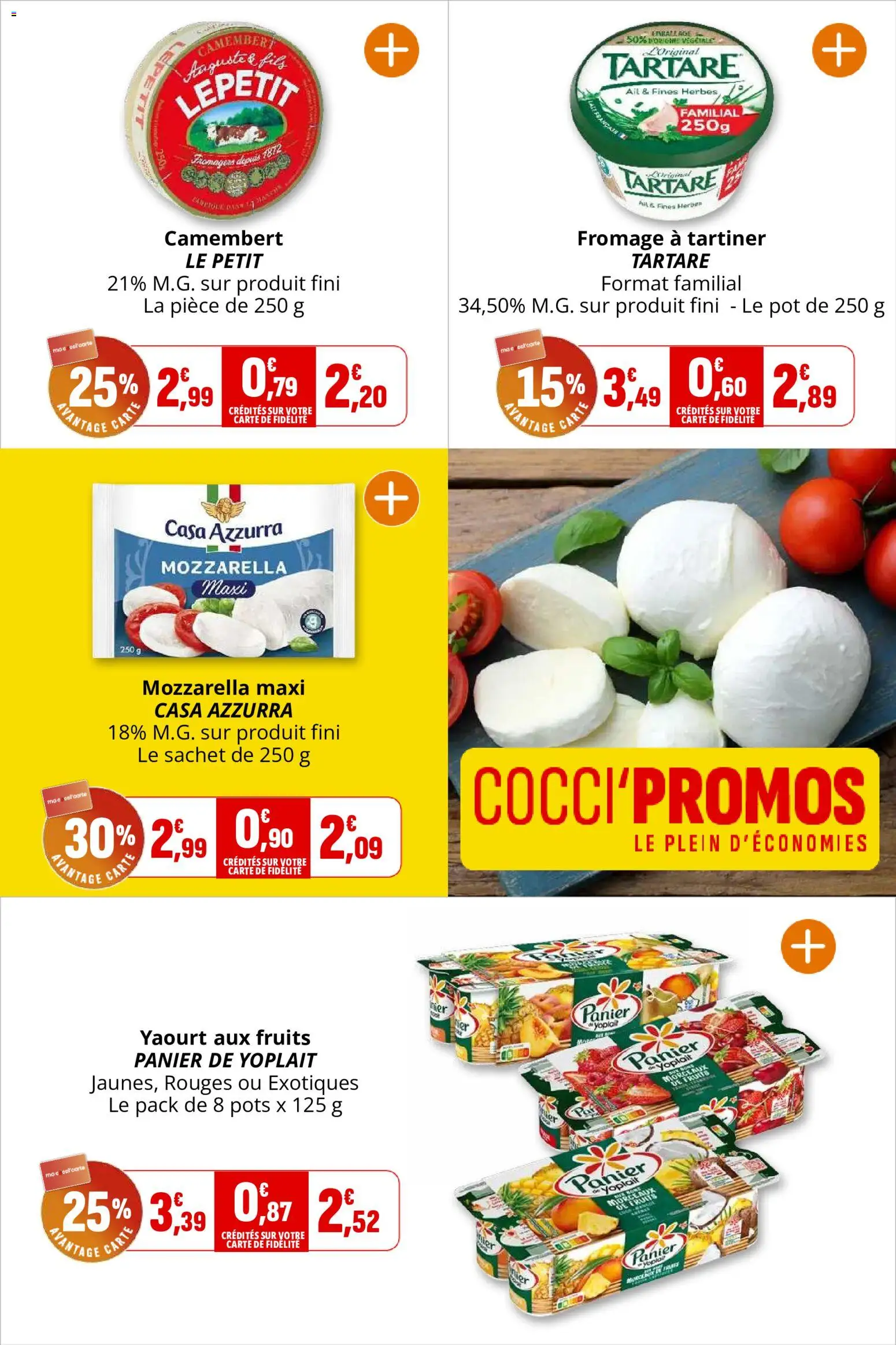 {H1} | Page: 9 | Produits: Mozzarella, Fromage, Yaourt, Camembert