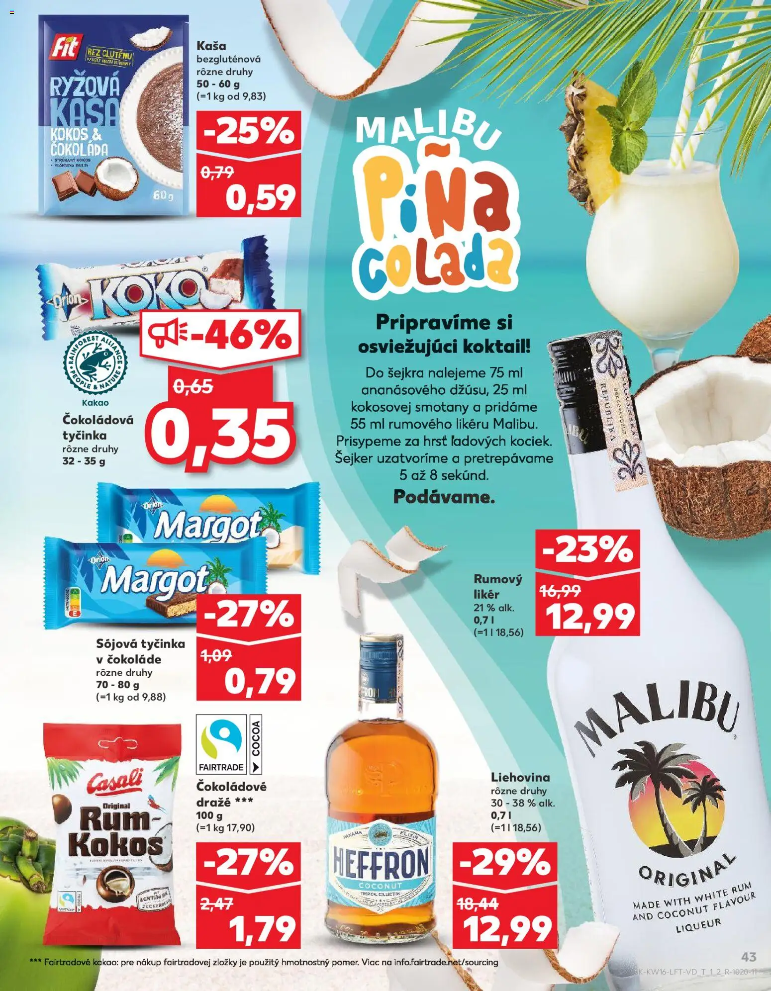 Kaufland SK akciós ujság - amely érvényes a következő dátumtól: 16.04.2026 | Oldal: 43 | Termékek: Malibu, Rum