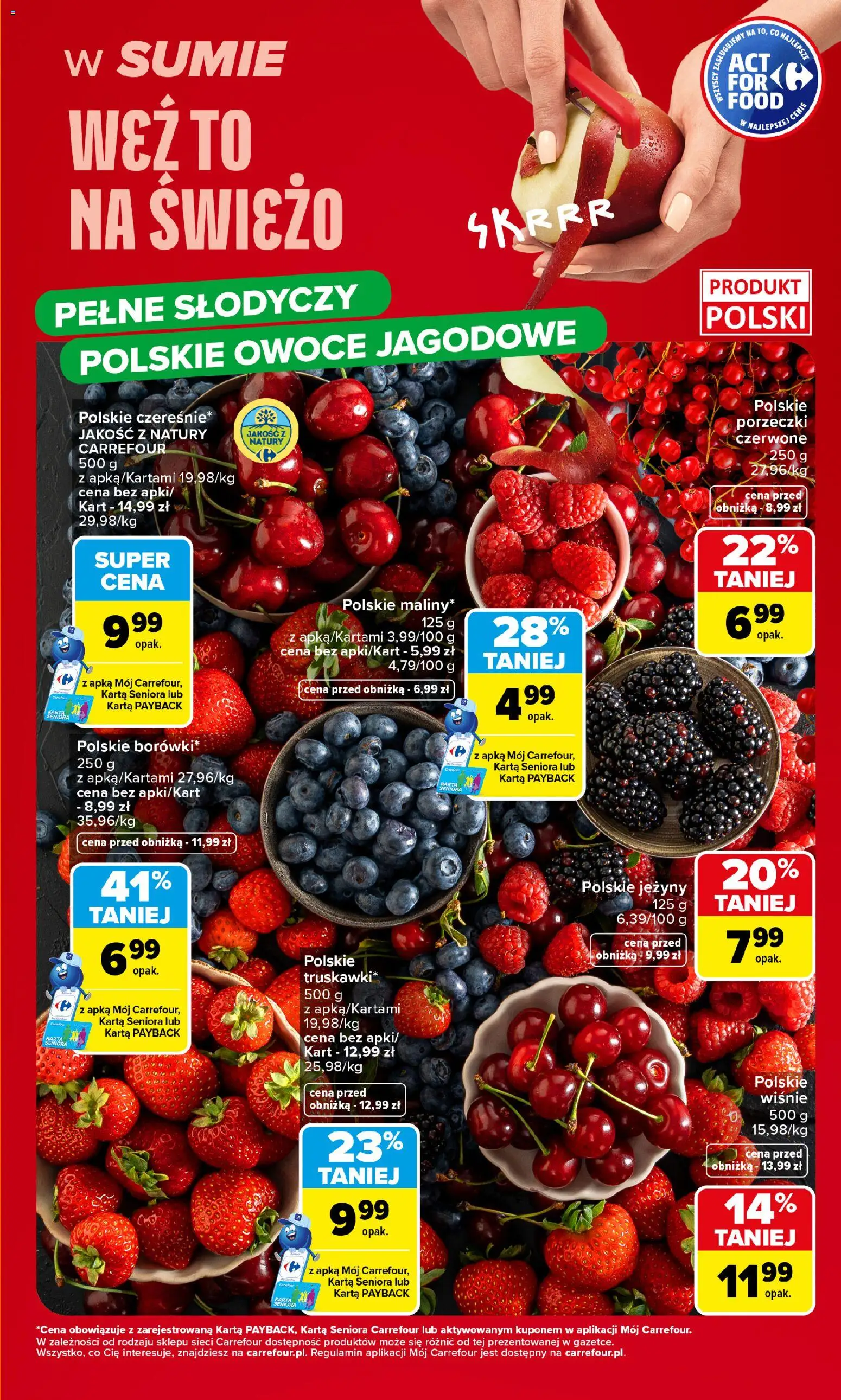 Carrefour gazetka - Weź to na świeżo od 20.07.2026 | Strona: 5 | Produkty: Karta, Wiśnie, Jeżyny, Owoce