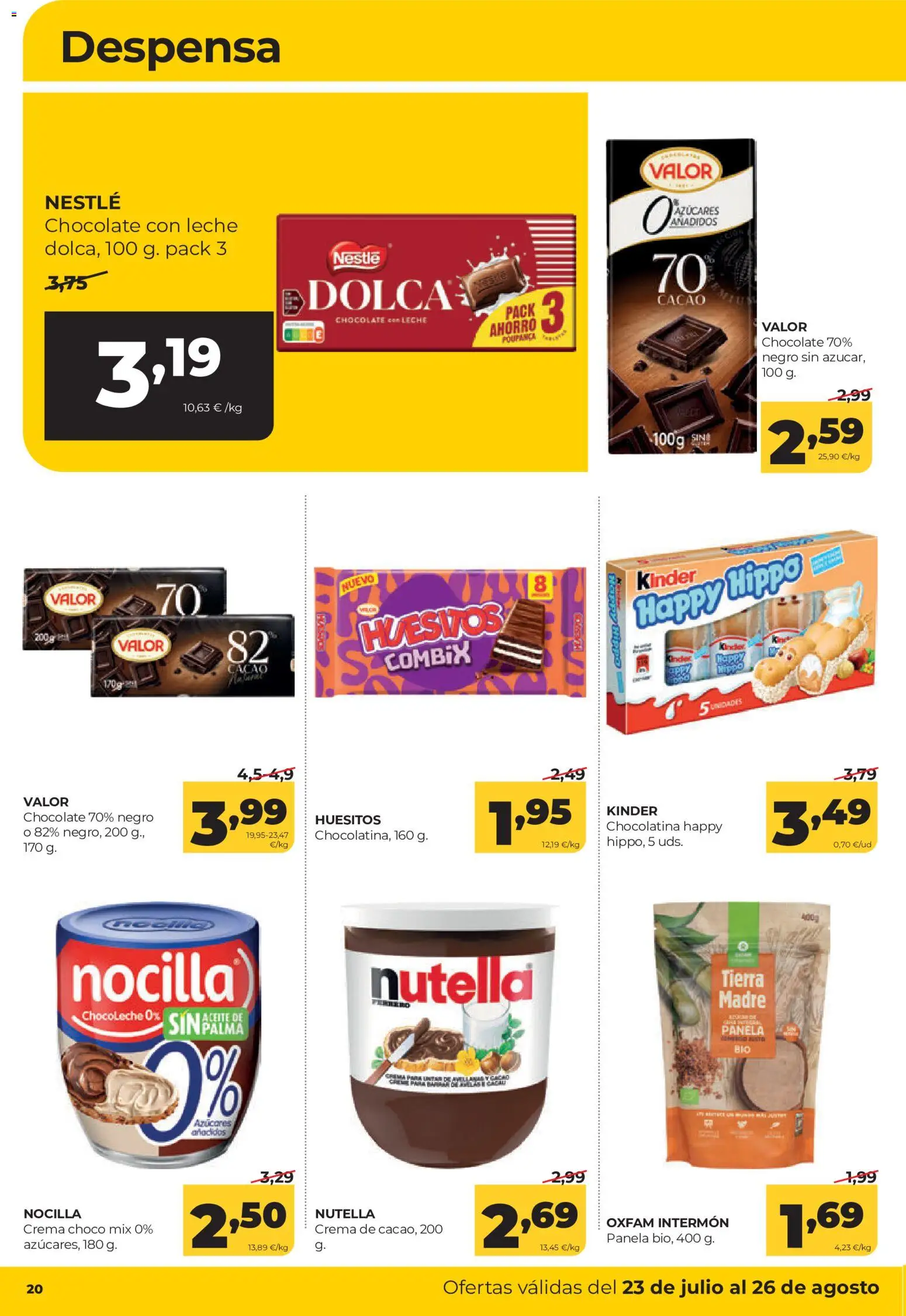 Alimerka folleto Castilla y León │ válido desde el 23/07/2026 | Página: 20 | Productos: Leche, Chocolate, Crema, Φρυγανιές σικάλεως