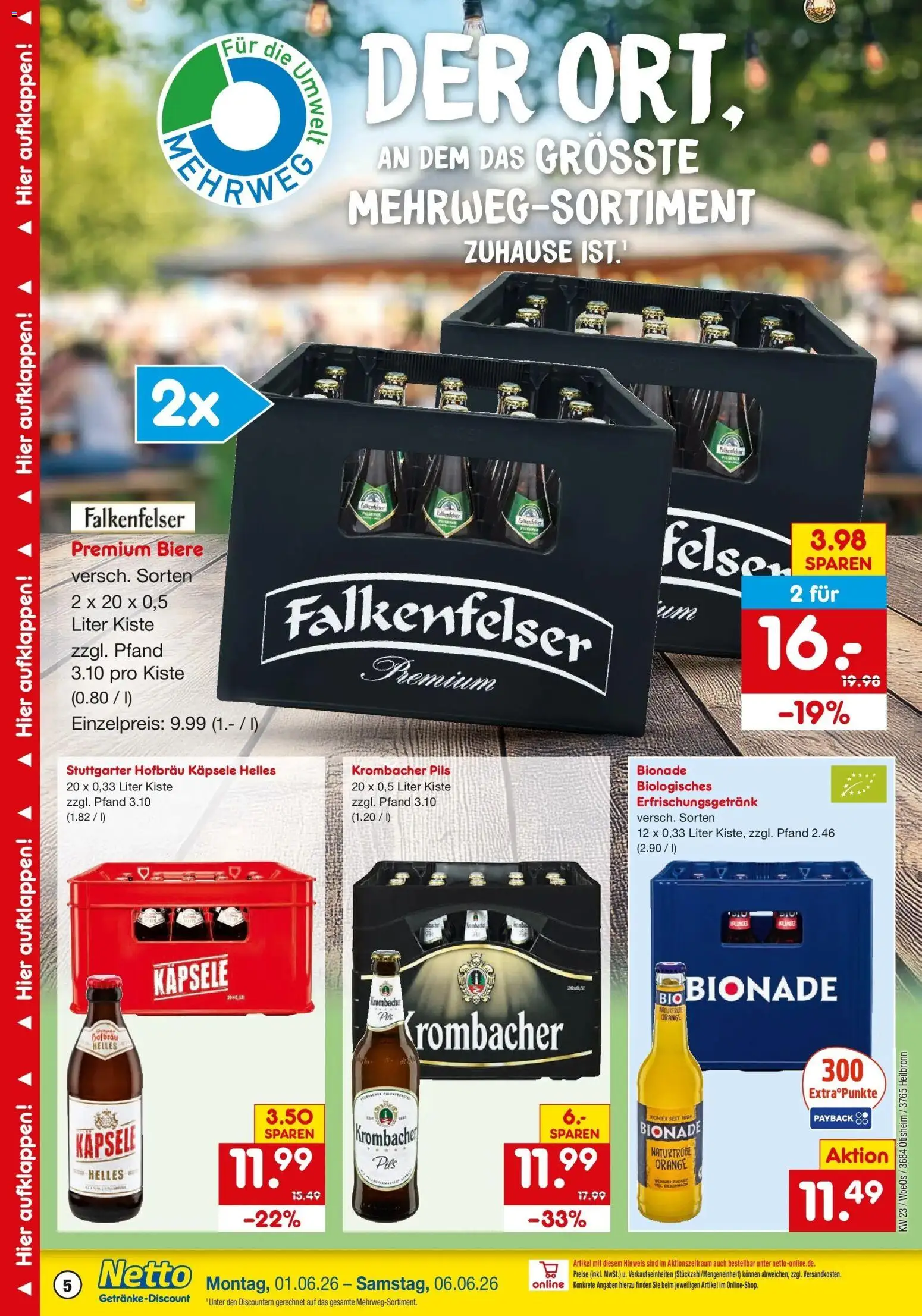 Netto Marken-Discount Prospekt Ötisheim – gültig ab 01.06.2026 | Seite: 5 | Produkte: Pils, Bionade, Krombacher