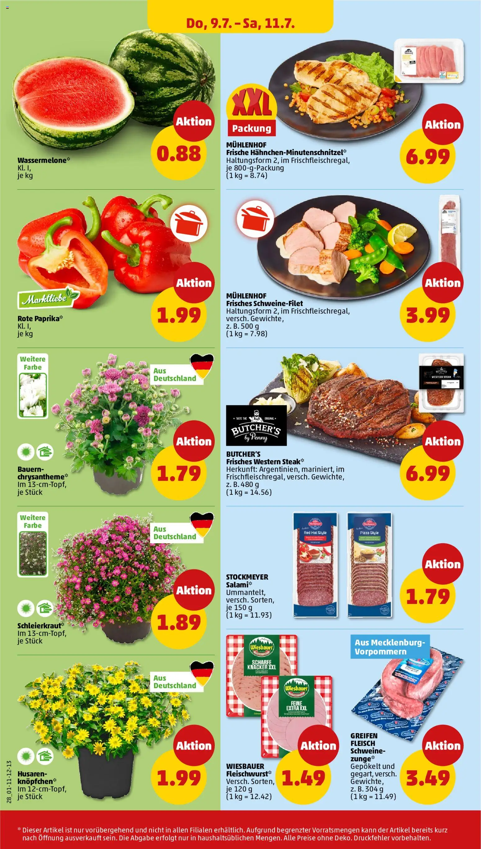 Penny Prospekt – gültig ab 06.07.2026 | Seite: 36 | Produkte: Schweinefilet, Paprika, Wassermelone, Pizza