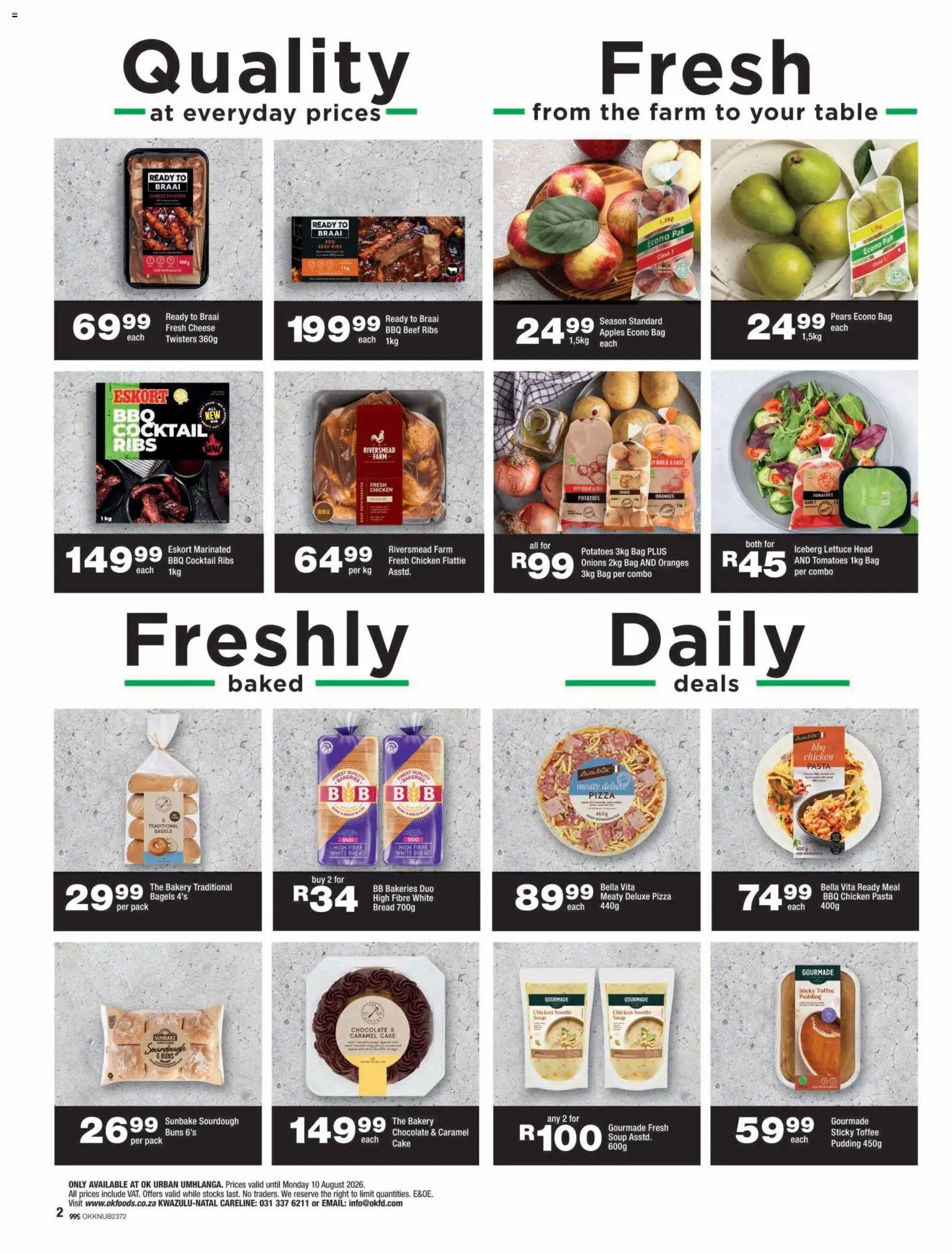 New OK Foods catalogue – valid from 28/07/2026 | Page: 2 | Products: Cake, Ribs, Apples, Lettuce