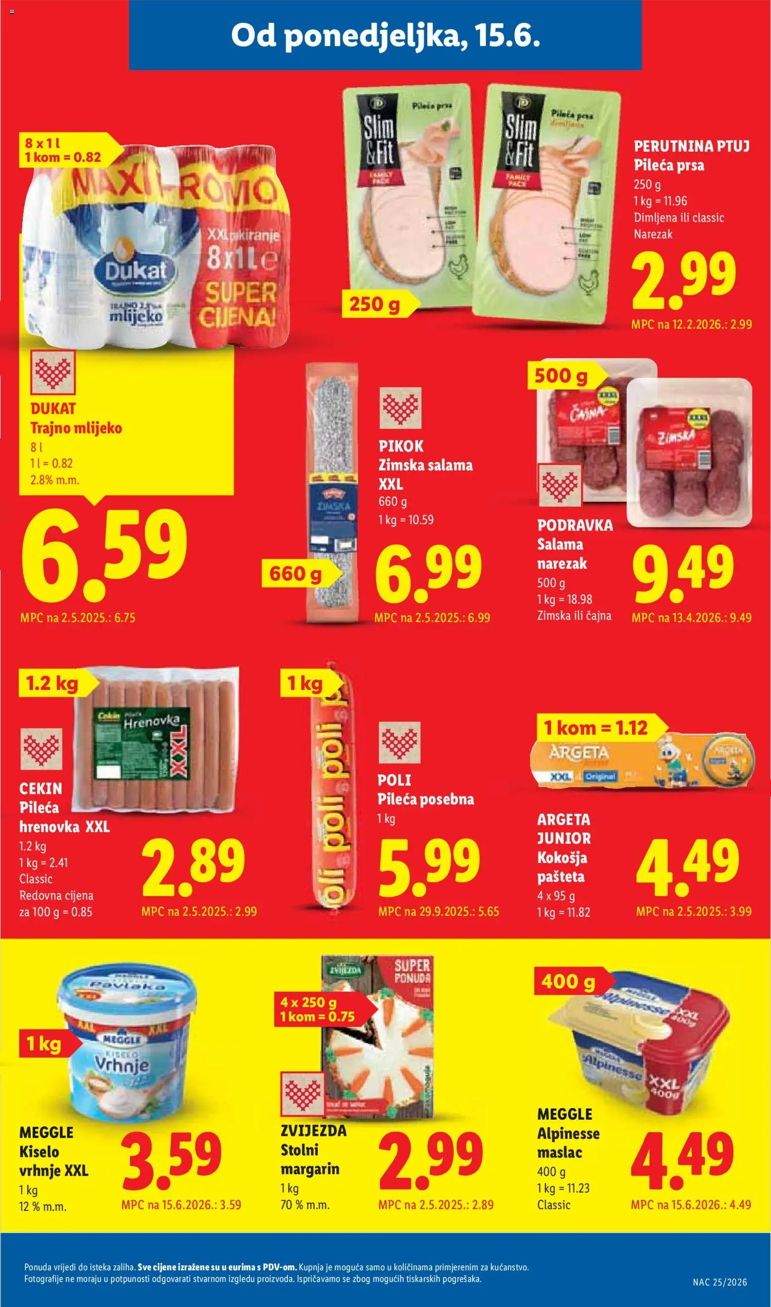 Lidl katalog | vrijedi od 15.06.2026 | Stranica: 7 | Proizvodi: Maslac, Kiselo vrhnje, Pašteta, Perutnina Ptuj