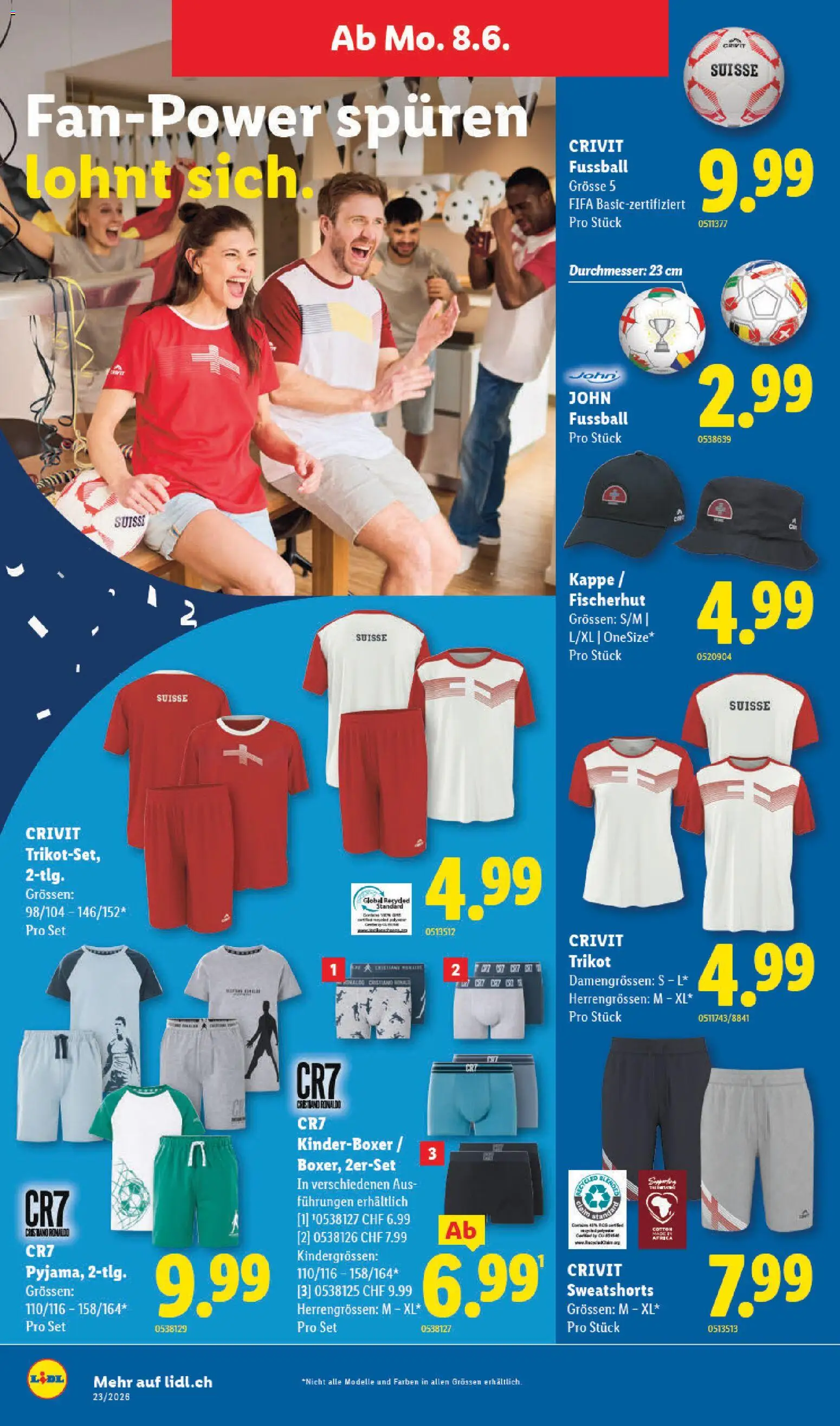 Lidl aktionen – gültig ab 04.06.2026 | Seite: 30 | Produkte: Sweatshorts, Fußball, Kappe