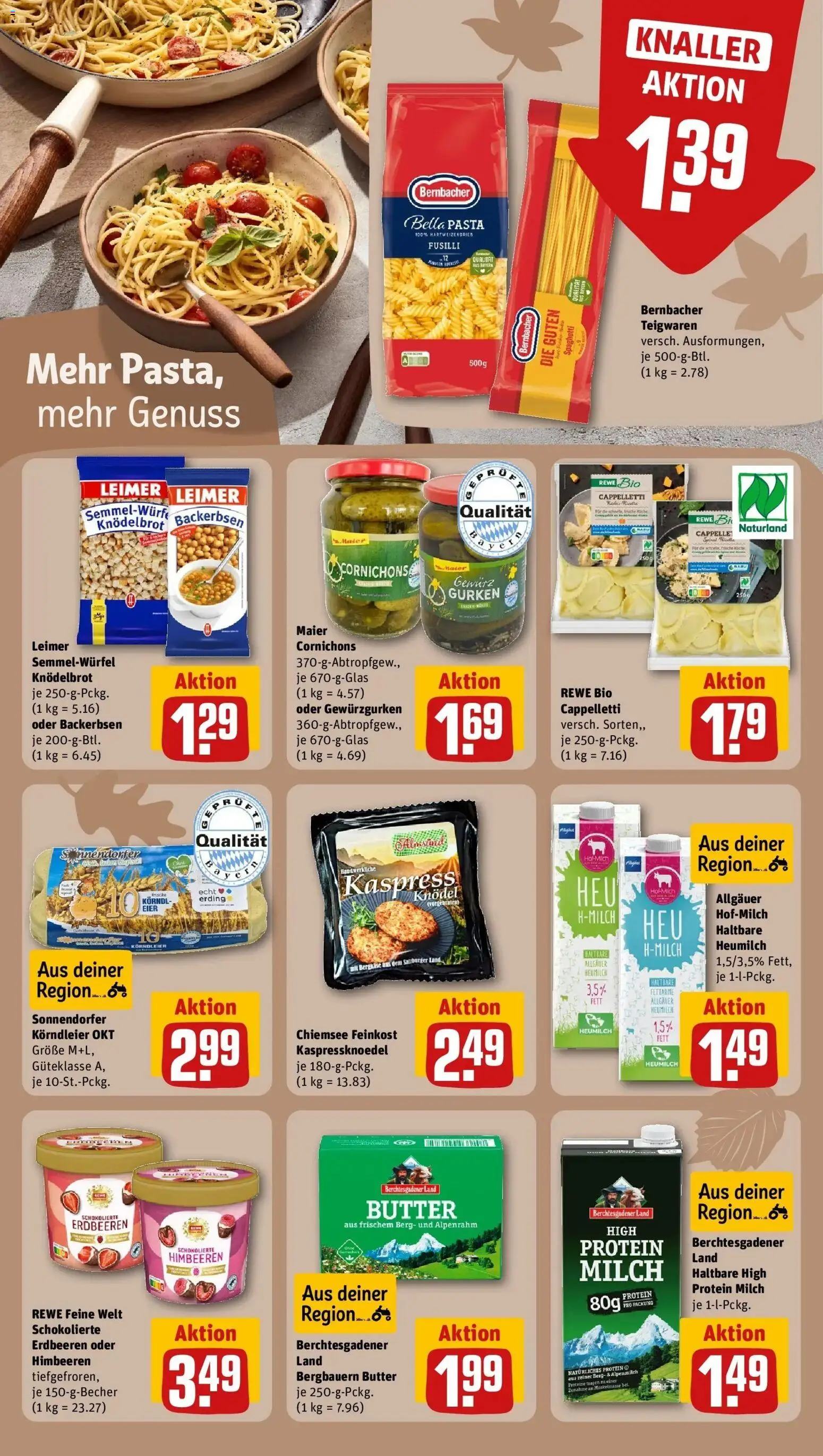 REWE Prospekt ab 12.10.2026 zum Blättern » Angebote | Seite: 18 | Produkte: Himbeeren, Eier, Spaghetti, Gurken