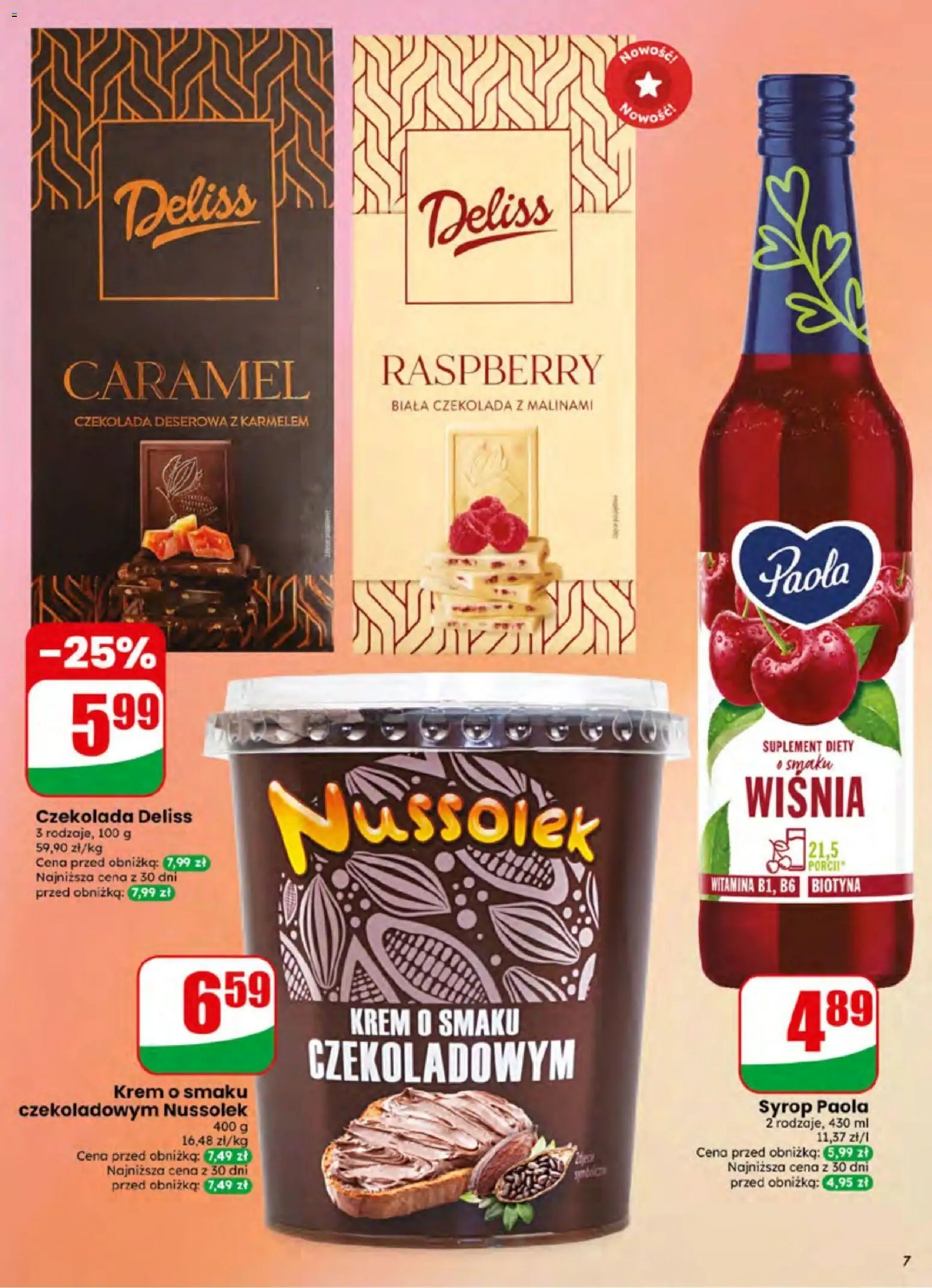 Dino gazetka od 01.07.2026 | Strona: 7 | Produkty: Syrop, Czekolada, Czekolada deserowa, Krem