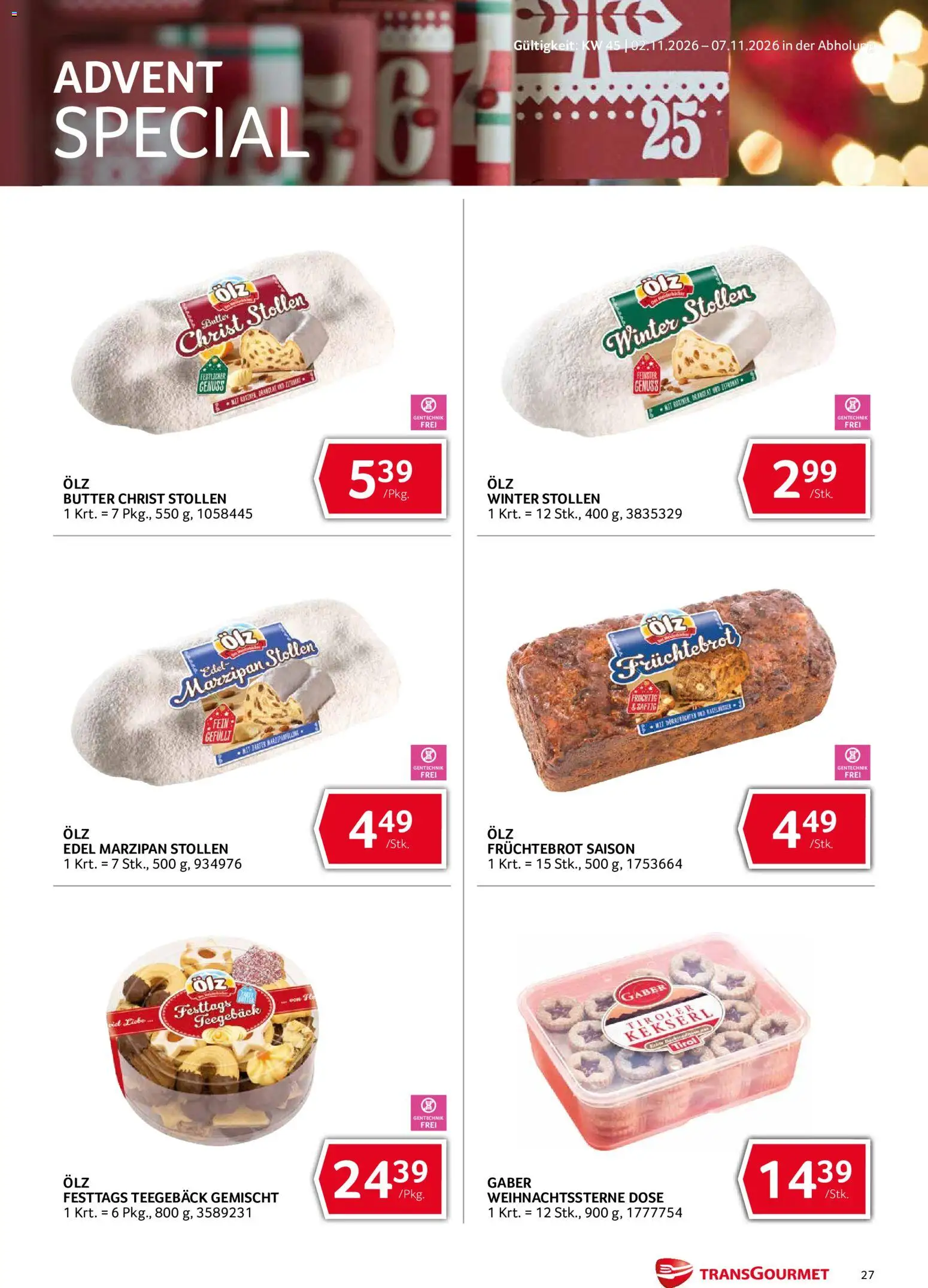 Transgourmet Abhol Aktion gültig ab 02.11.2026 | Seite: 27 | Produkte: Butter