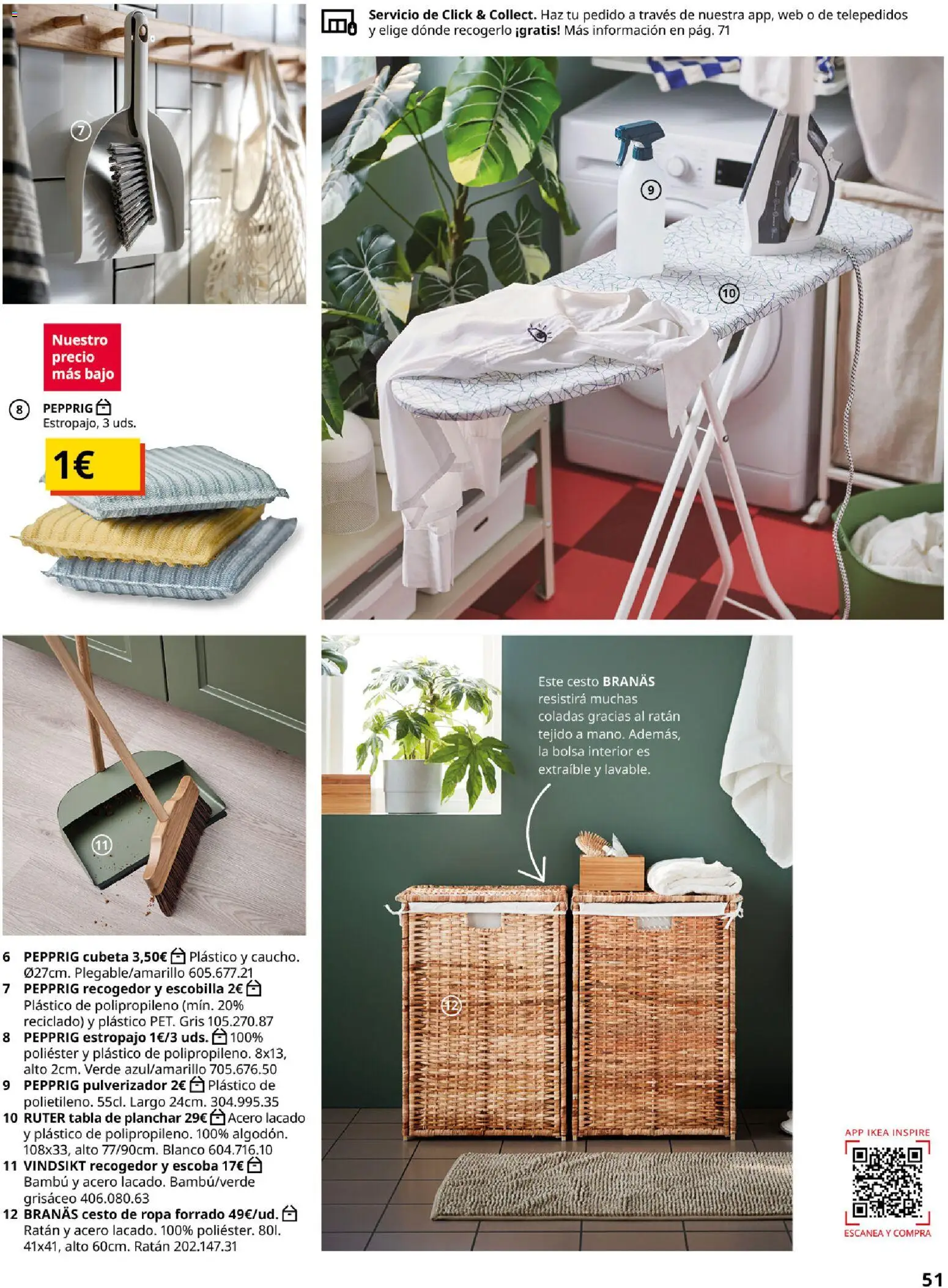 IKEA - Accesorios y decoración │ válido desde el 01/09/2026 | Página: 51 | Productos: Escoba, Ropa, Tabla de planchar, Bolsa