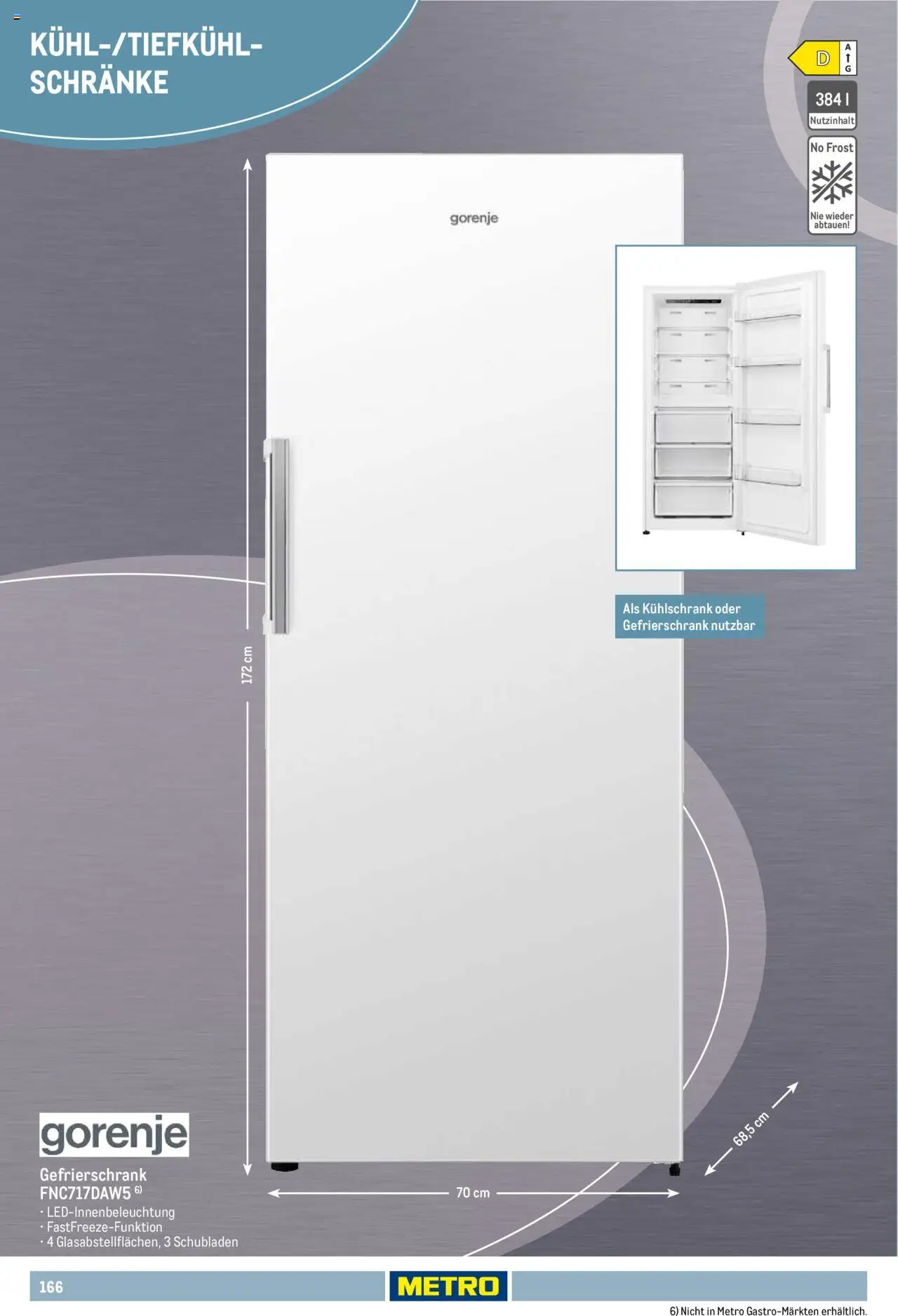 Metro Non Food Sortiment – gültig ab 01.10.2025 | Seite: 166 | Produkte: Gorenje, Gefrierschrank, Kühlschrank