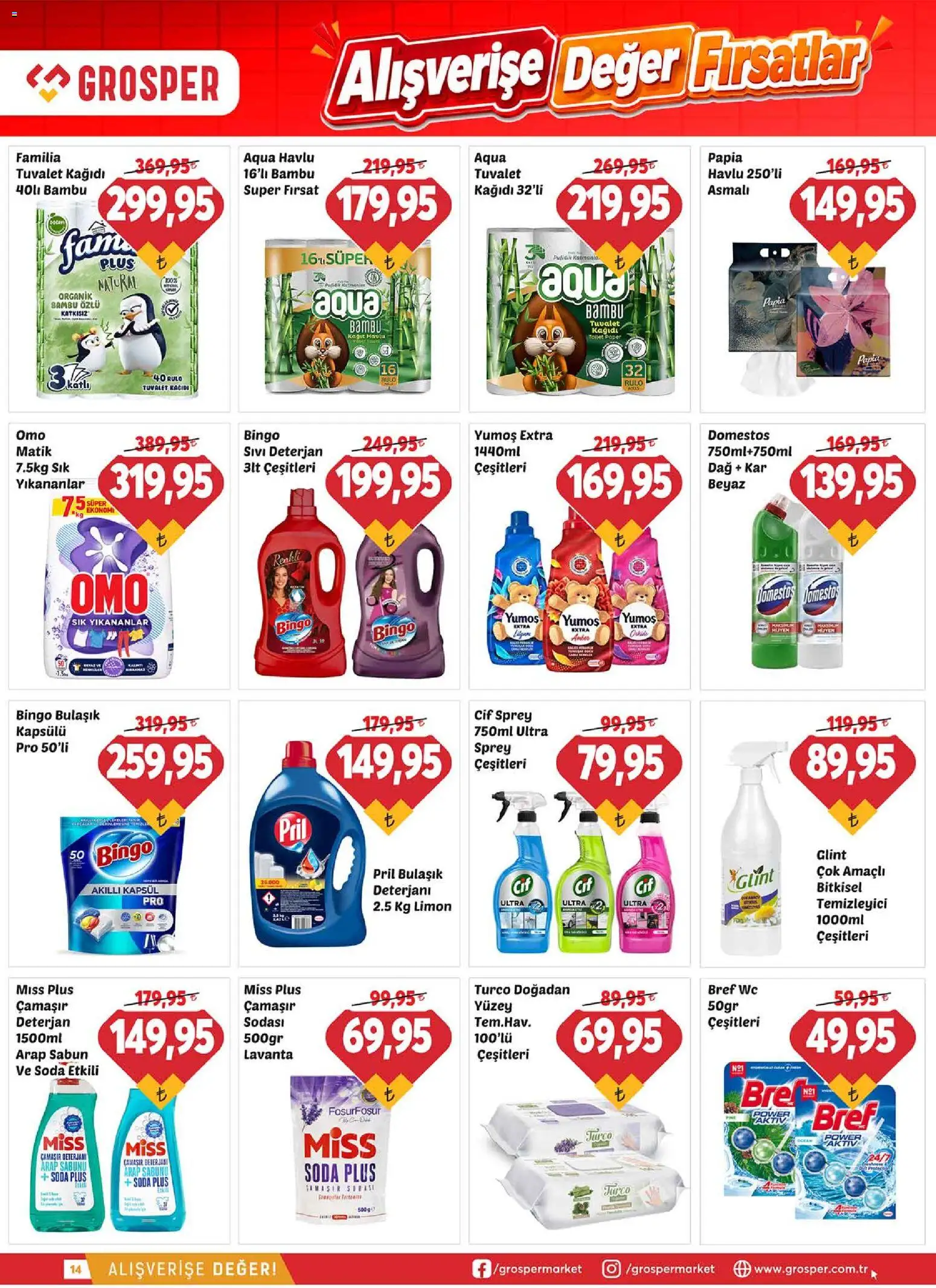 Grosper Katalog - 16 Eylül 2026 tarihinden itibaren geçerlidir | Sayfa: 14 | Ürünler: Tuvalet, Kağıt havlu, Limon, Tuvalet kağıdı