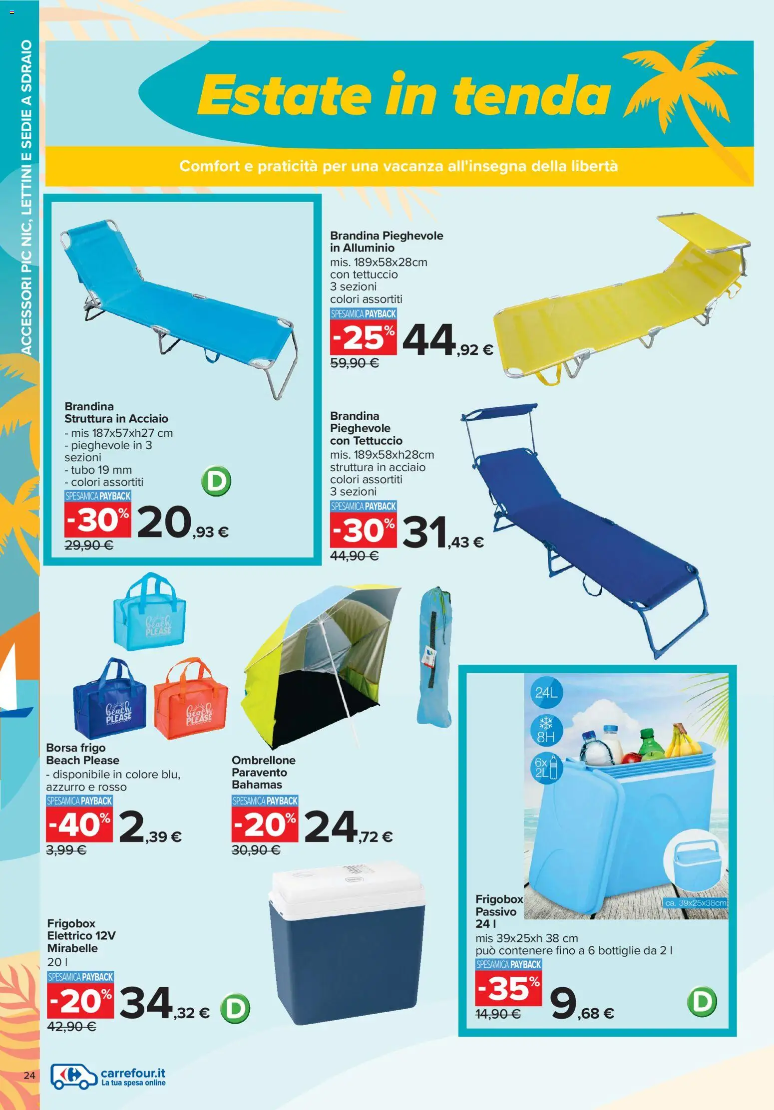 Volantino Carrefour del 01.06.2026 | Pagina: 24 | Prodotti: Tenda, Sdraio, Tubo, Borsa