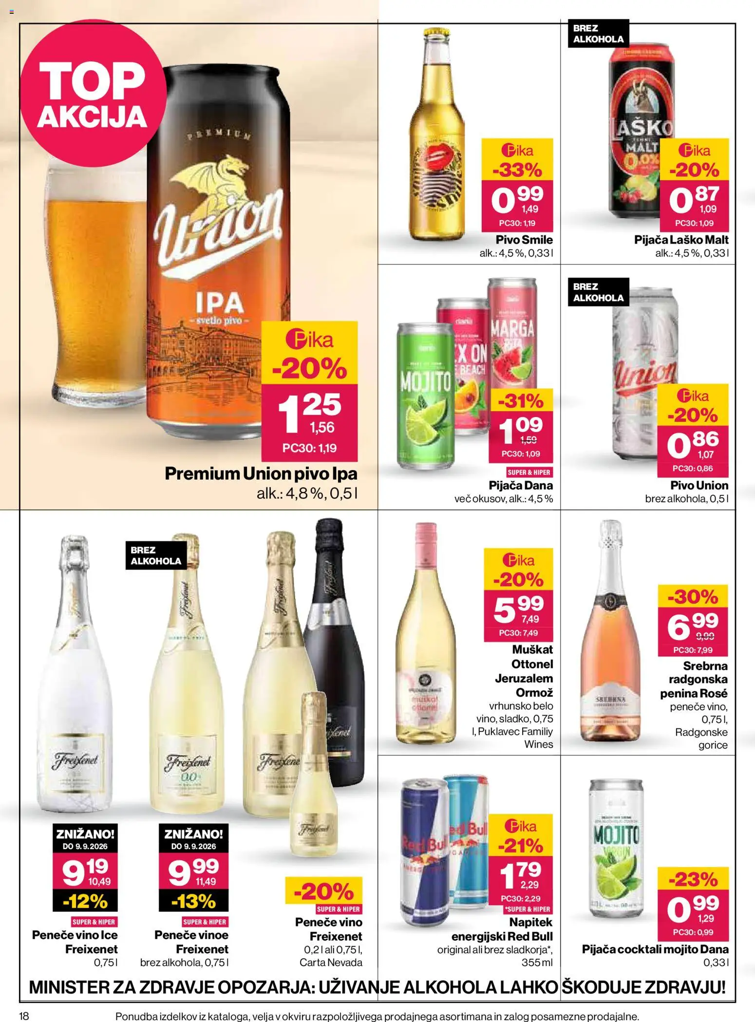 Novi Mercator katalog ponudbe – veljaven od 30.07.2026 | Stran: 18 | Izdelki: Penina, Vino, Pivo